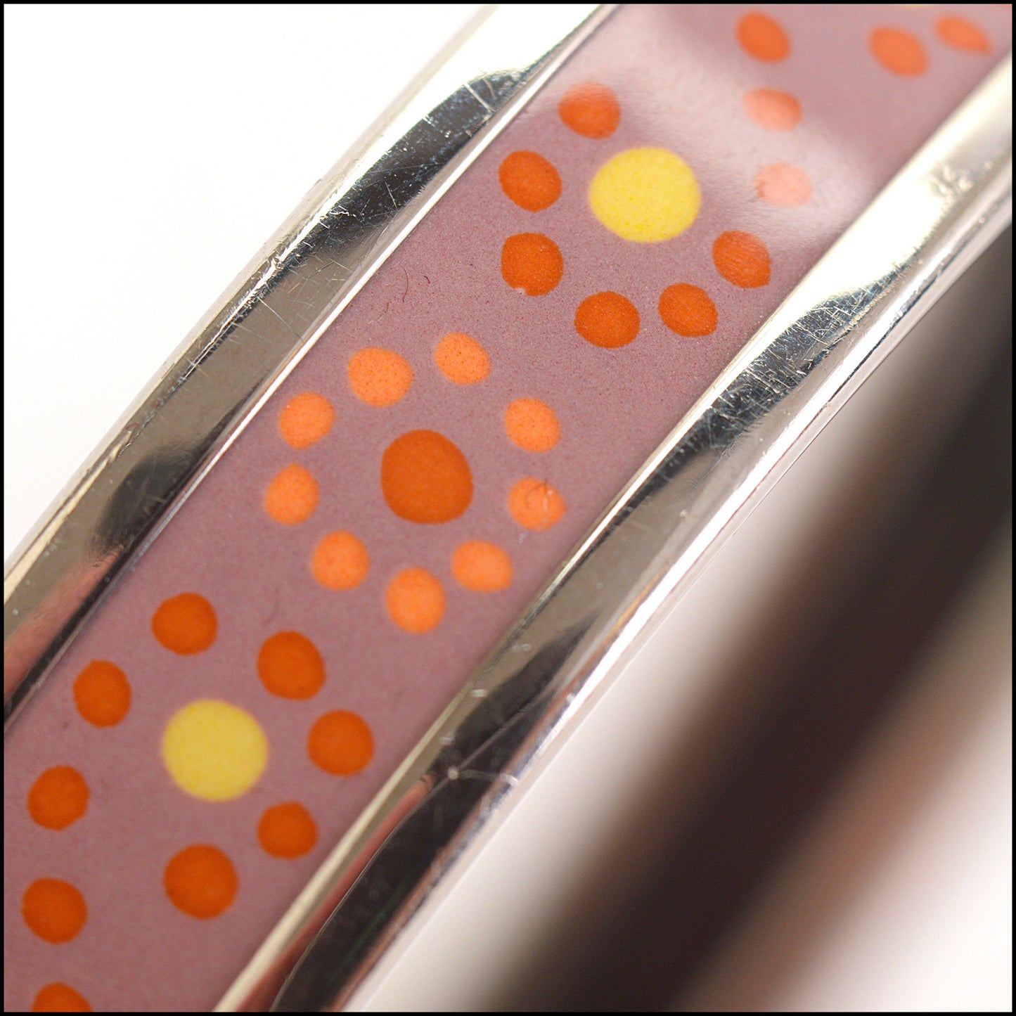 RDC14699 HERMES Mauve Palladium Narrow Printed Enamel Bangle Size XS