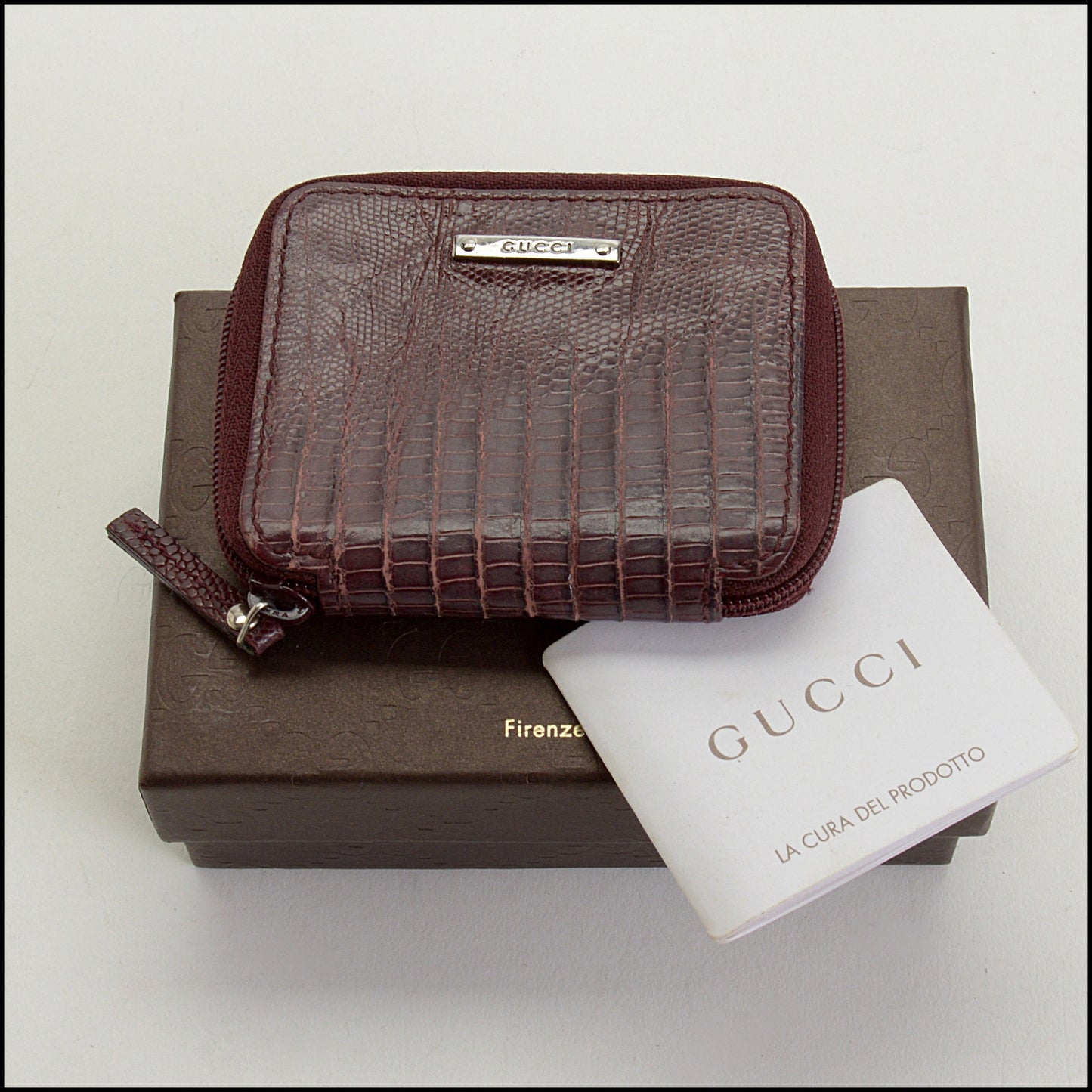 RDC14843 GUCCI Burgundy Lizard Coin Purse