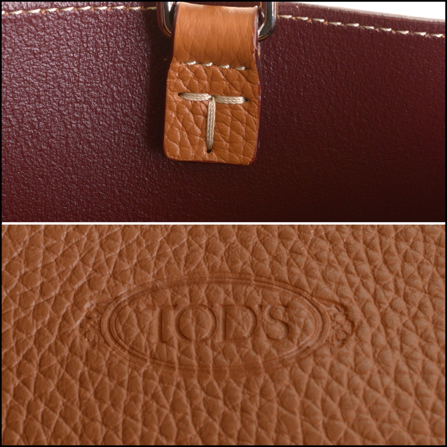 RDC14933 TOD'S Brow/Burgundy Leather Mancini Media Tote Bag