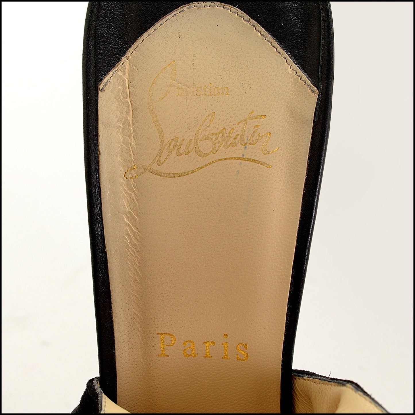 RDC14652 CHRISTIAN LOUBOUTIN Black Suede Jem Platform Peep Toe 150 Sandals Size 38.5