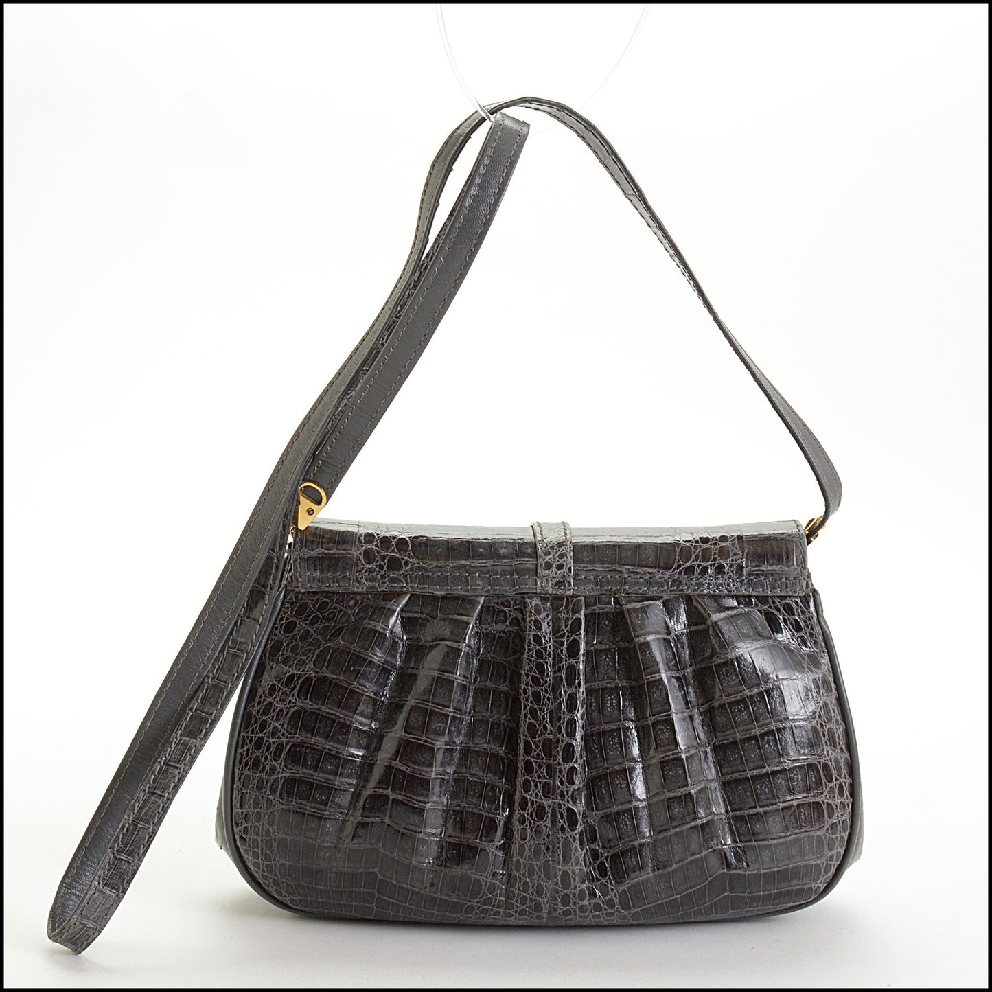 RDC14735 Ferragamo Vintage Grey Crocodile Shoulder Bag