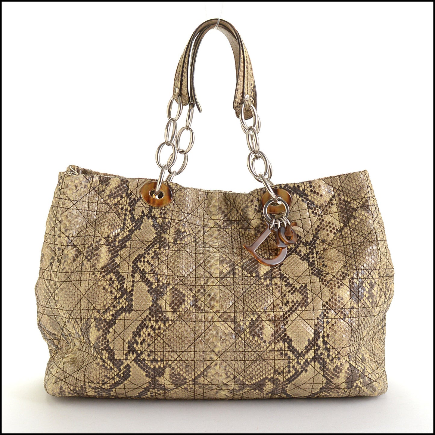 RDC14609 Christian Dior Python Cannage Soft Lady Dior Shopping Tote Bag