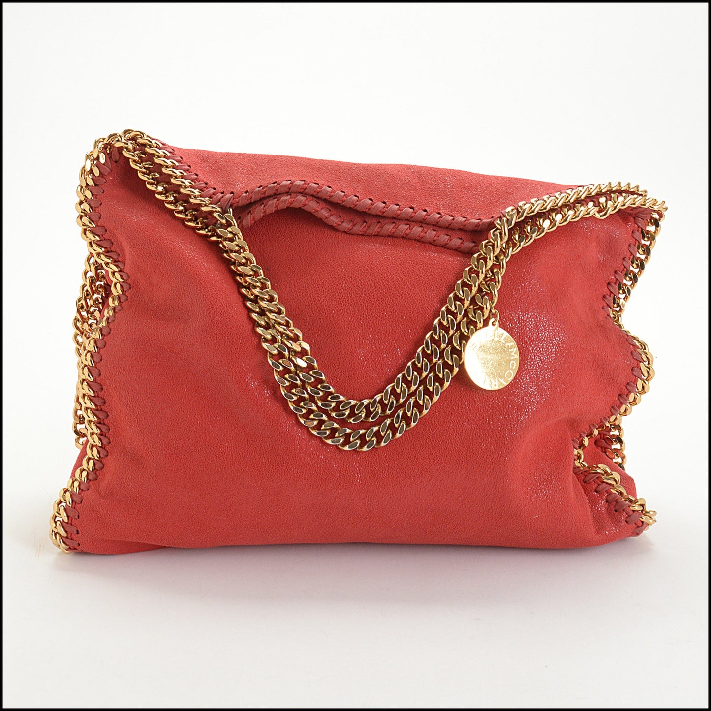 RDC14651 STELLA MCCARTNEY Red Faux Brushed-Leather Falabella Medium Shoulder Bag
