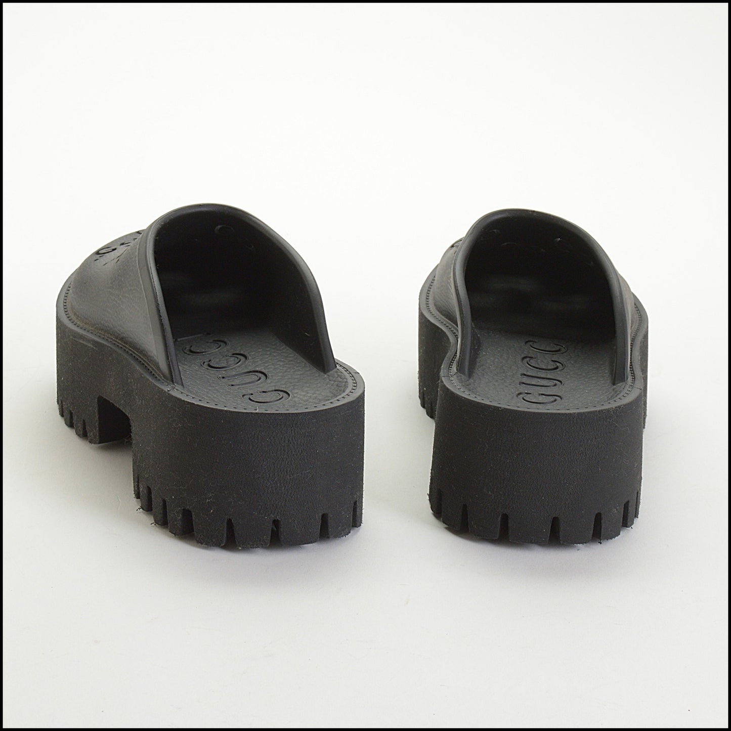 RDC14596 GUCCI Rubber GG Signature Mules Size 37