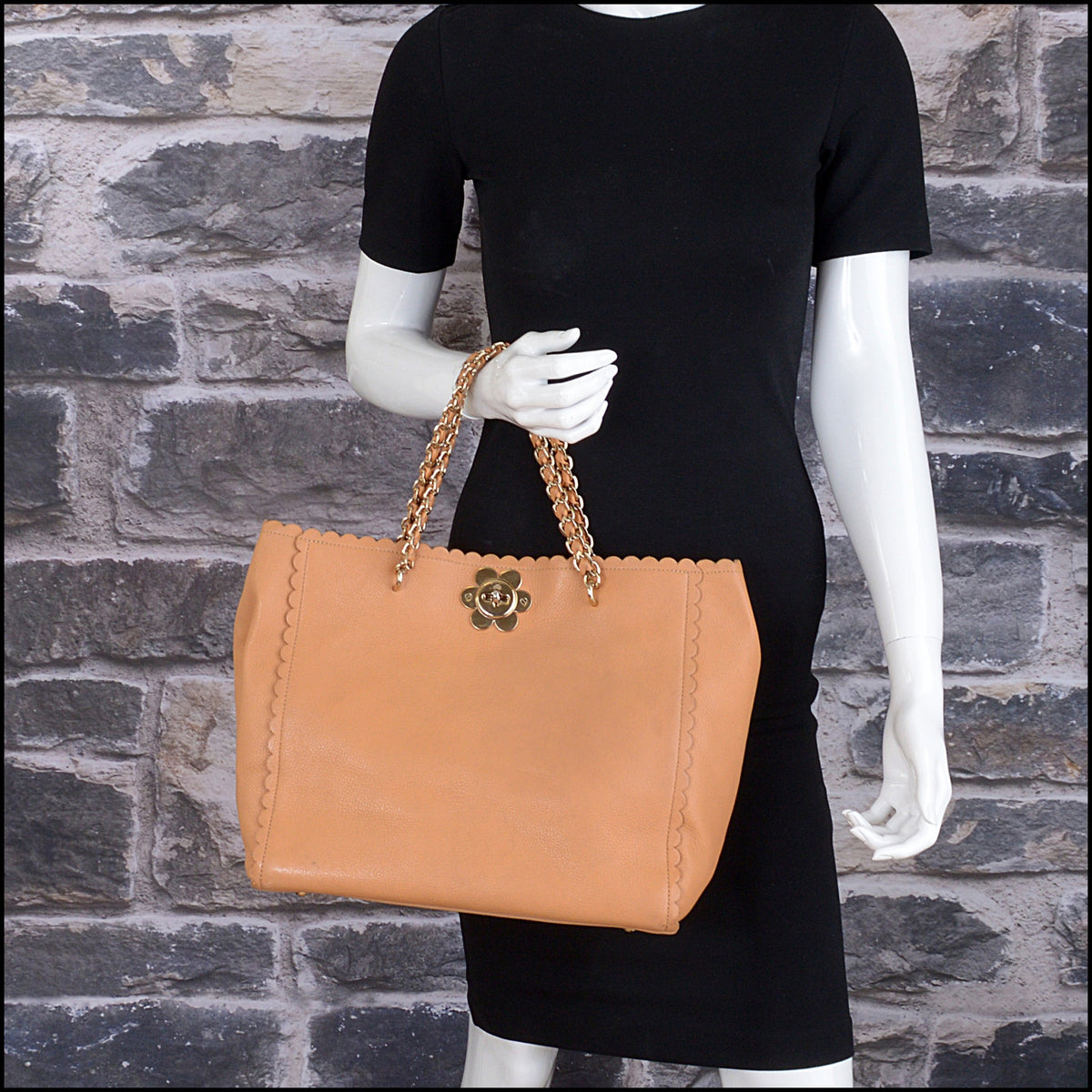 RDC15640 MULBERRY Tan Cecily Goatskin Flower Tote Bag