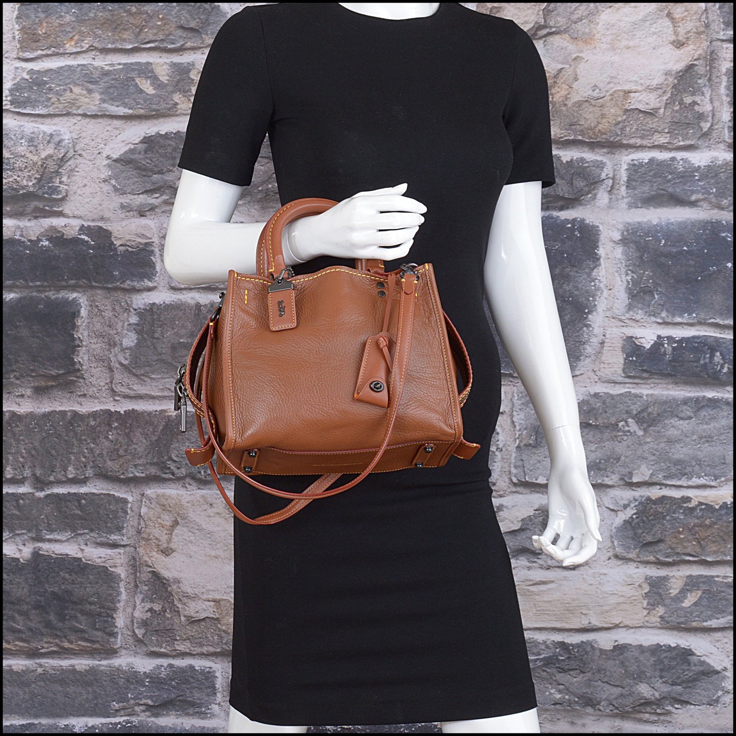 RDC15570 COACH Brown Leather Saffron Suede Rogue 25 Handbag