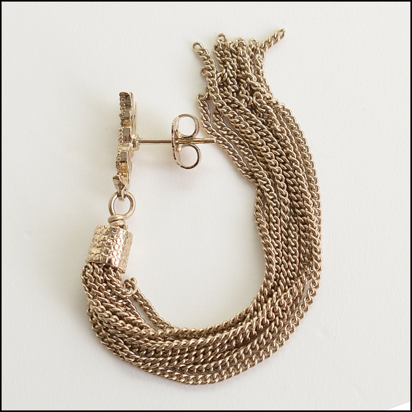 RDC14709 SAINT LAURENT YSL Light Golden Chain Fringe Dangle Earrings