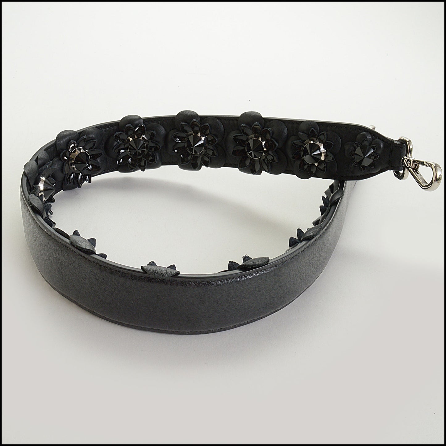 RDC14663 FENDI Black Studded Flowerland Shoulder Strap