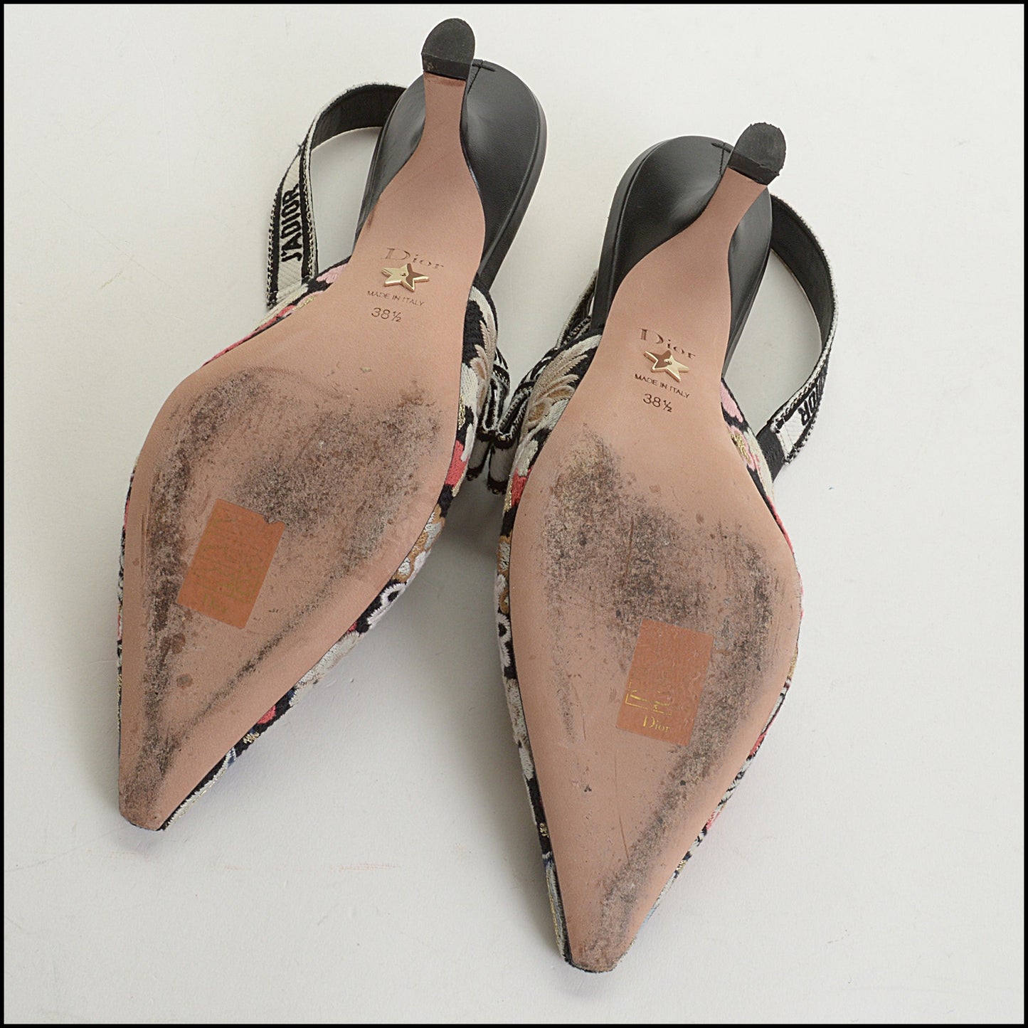 RDC14946 CHRISTIAN DIOR Embroidered J'Adior Slingback Pumps Size 38.5