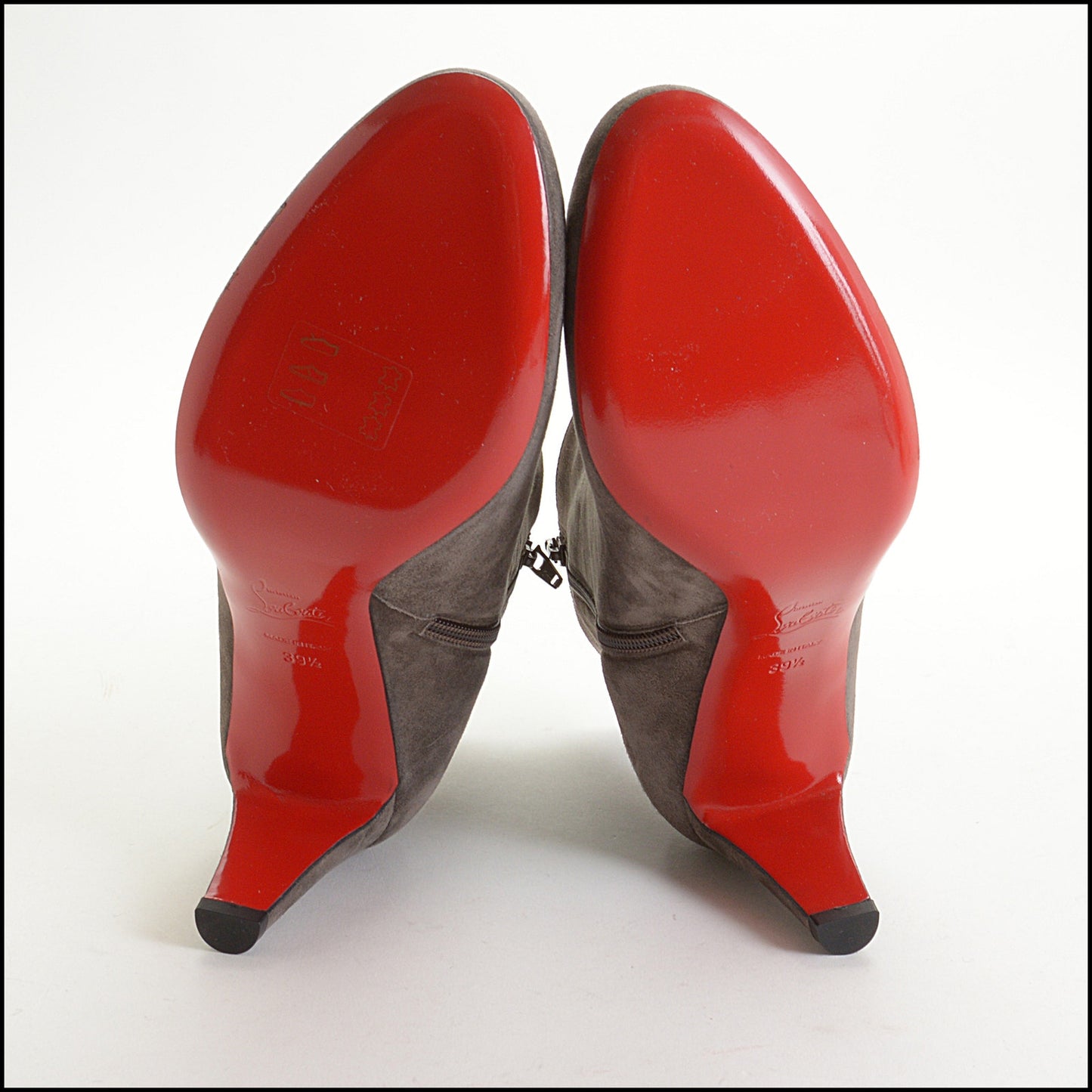 RDC14947 CHRISTIAN LOUBOUTIN Grey Suede High Heel Ankle Boots Size 39.5