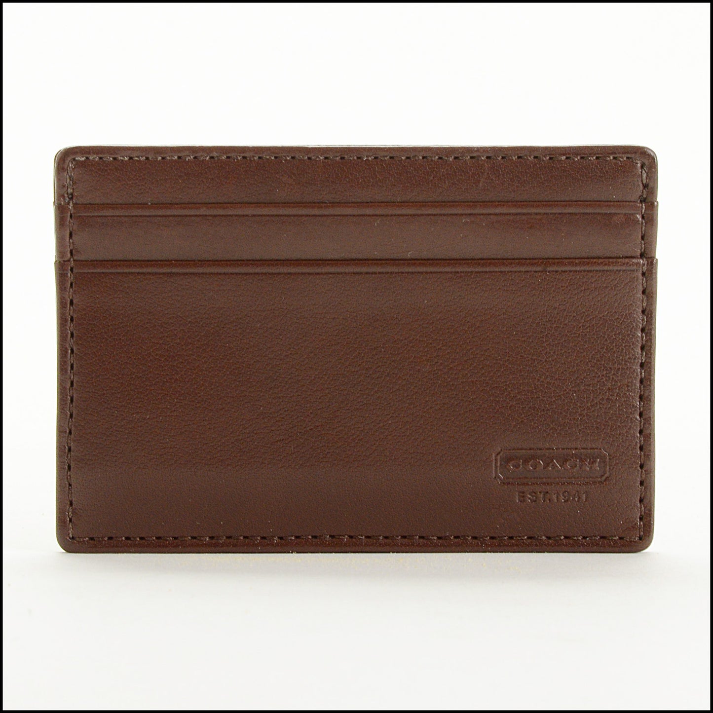 RDC15515 COACH Brown Water Buffalo Leather Slim Card Case