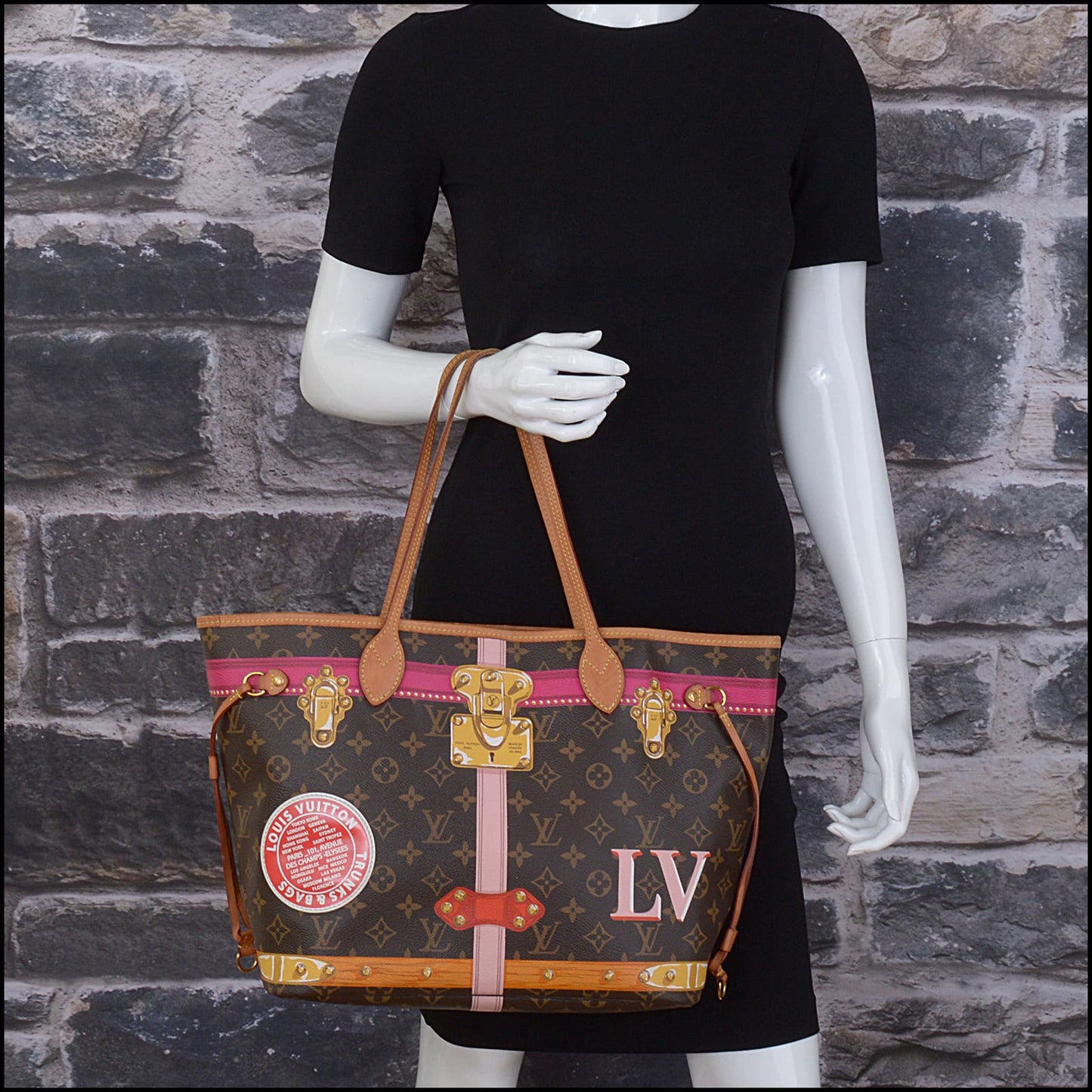 RDC13876 Authentic LOUIS VUITTON Monogram Canvas Summer Trunks Neverfull MM Bag