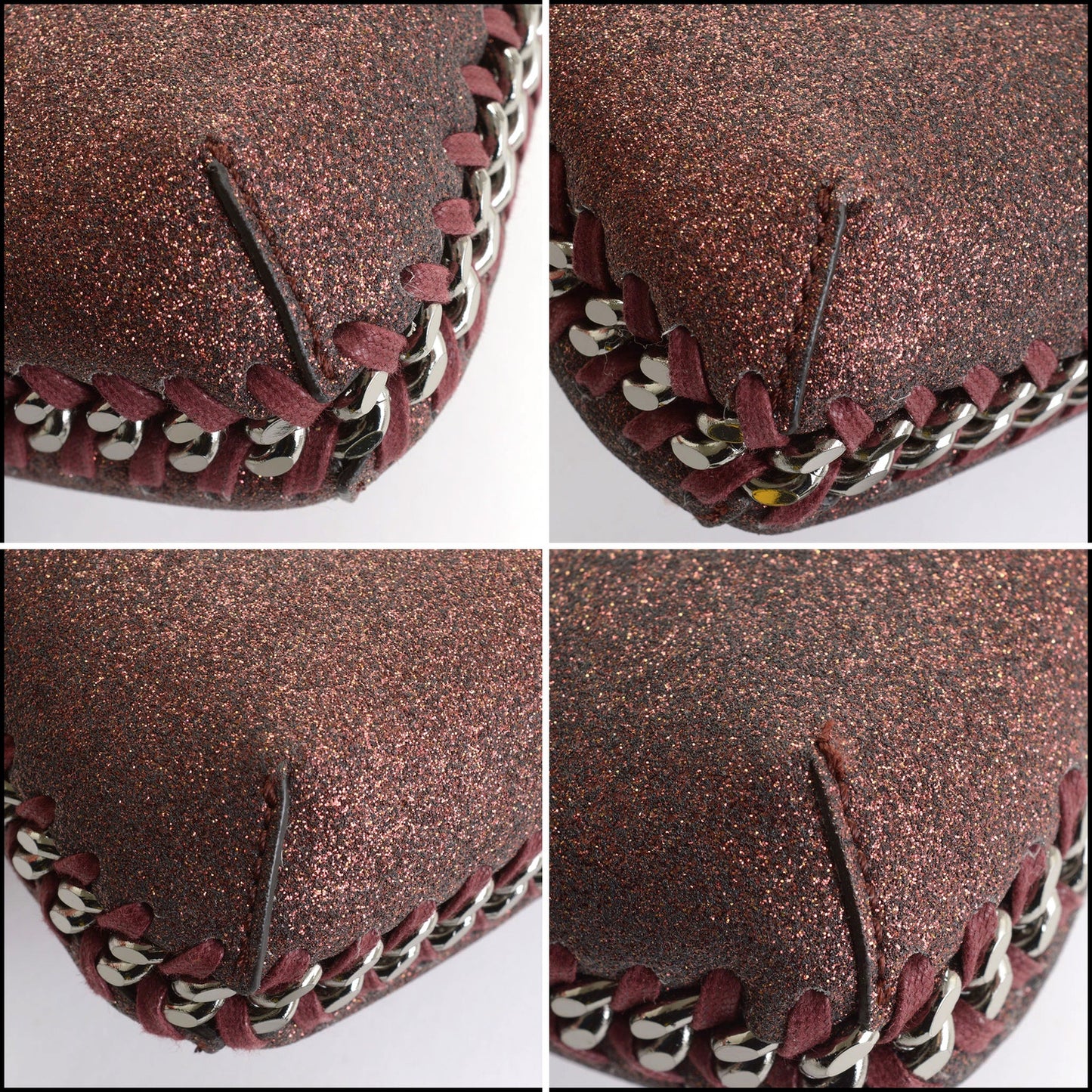 RDC14461 Stella McCartney Copper Sparkle Falabella Mini Zip Shoulder Bag