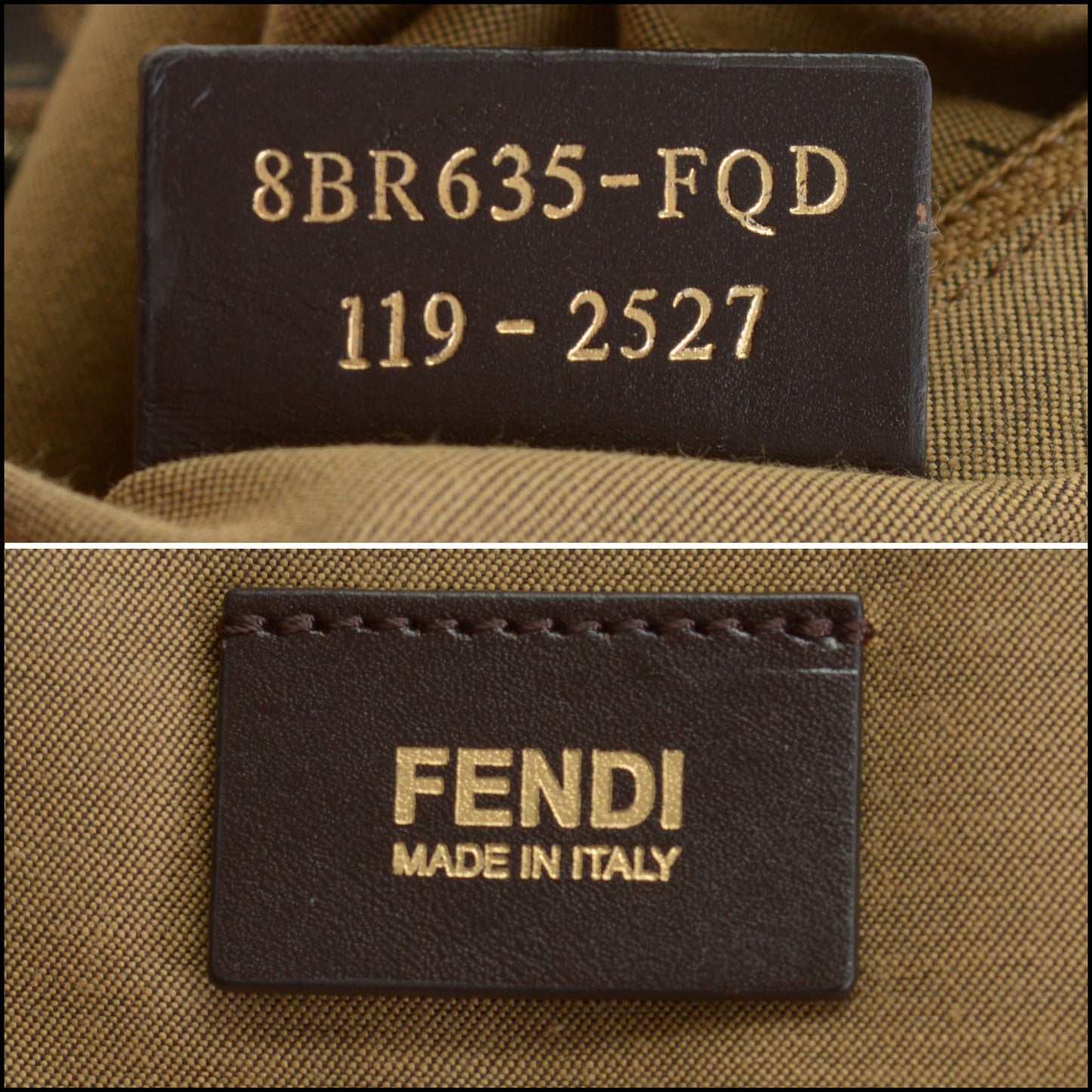 RDC14491 Fendi Gold Metallic Brown Zucca FF Logo Canvas Chef Shoulder Bag