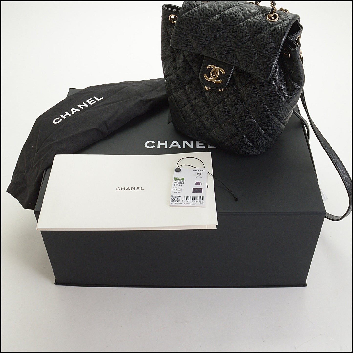 RDC14916 CHANEL 2024 Black Caviar Leather Spirit Mini Backpack