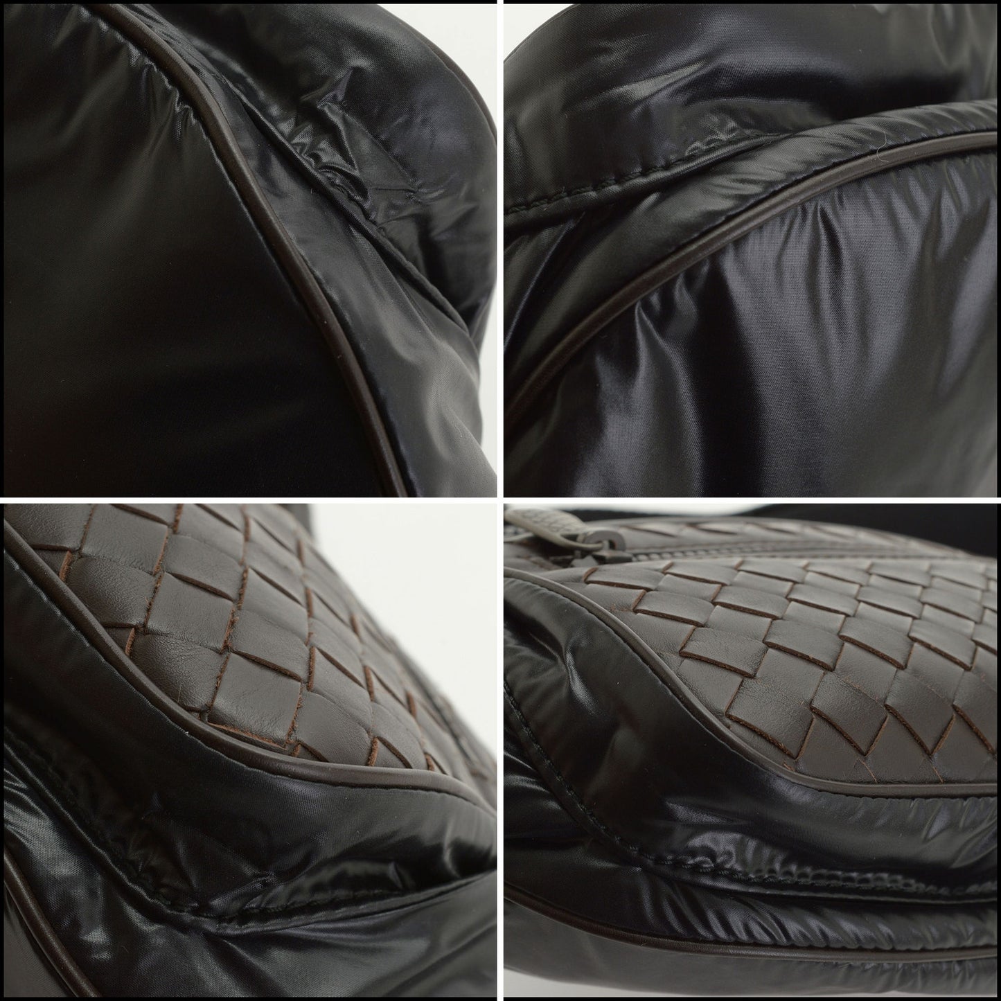 RDC14027 Authentic BOTTEGA VENETA Brown Leather & Black Nylon Fanny Pack