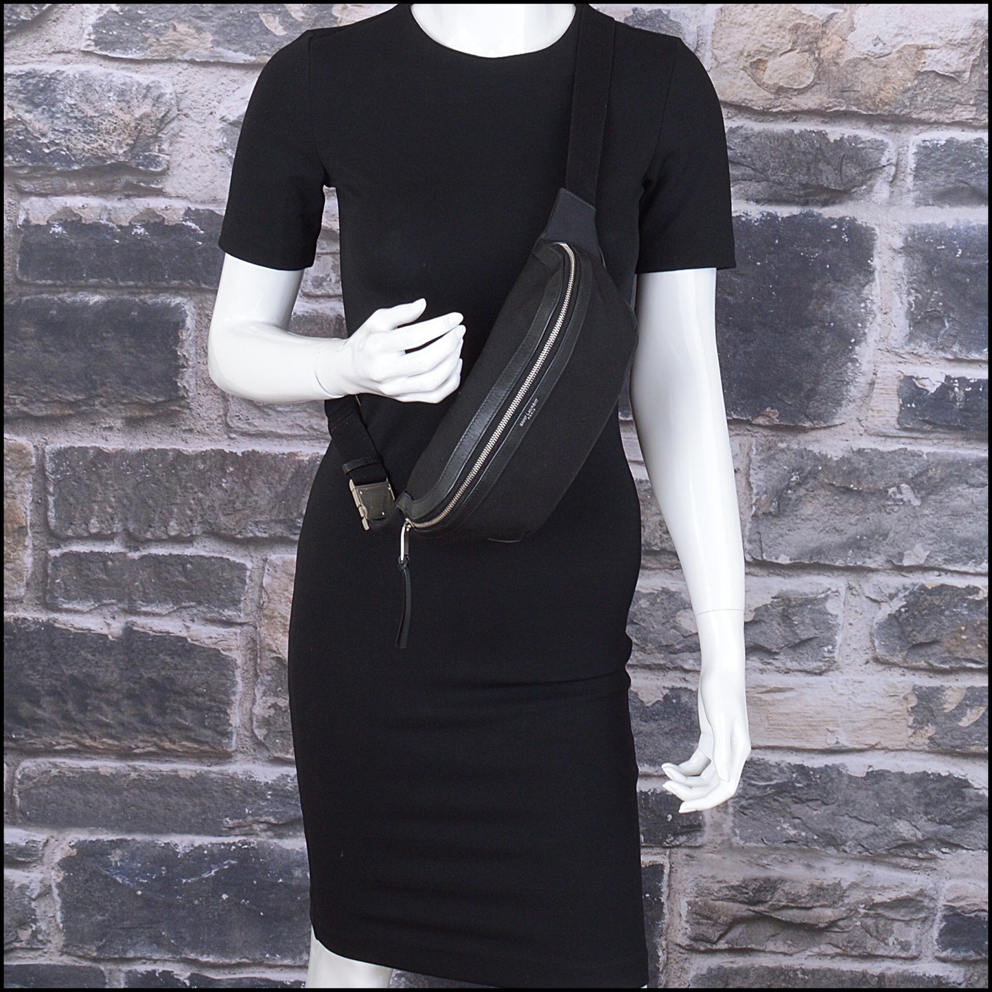 RDC14712 SAINT LAURENT Black Canvas Marsupio Belt Bag