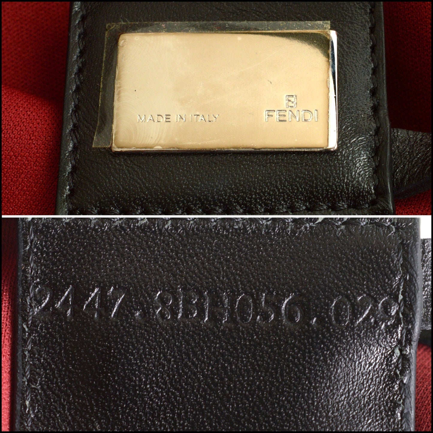 RDC14852 FENDI Red & Black Zucchino Canvas Mini Tote