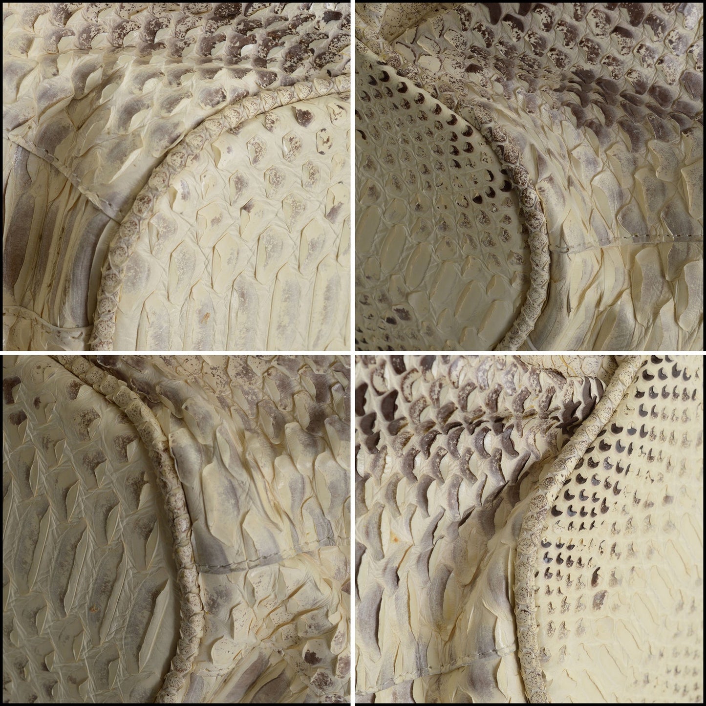 RDC14496 Nancy Gonzalez Gray & Cream Python Bag w/ Croc Handles