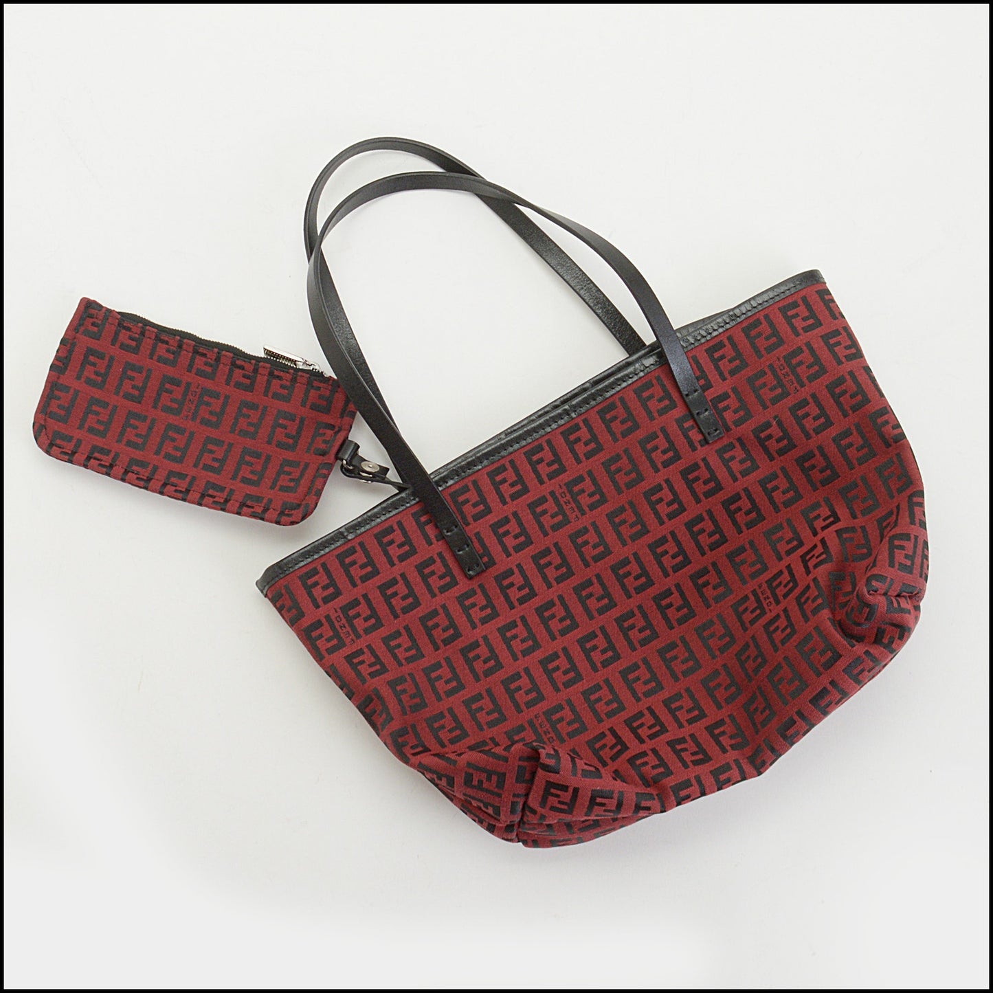 RDC14852 FENDI Red & Black Zucchino Canvas Mini Tote