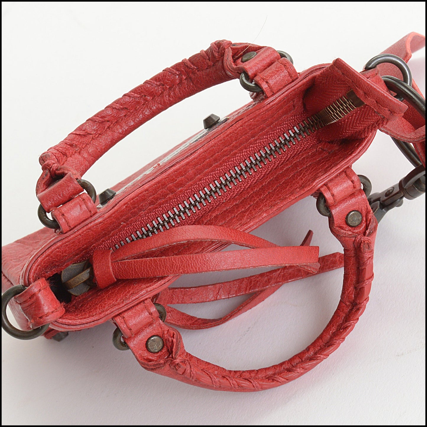 RDC14344 Authentic BALENCIAGA '12 Poppy Red Mini Moto Bag Charm Keyring
