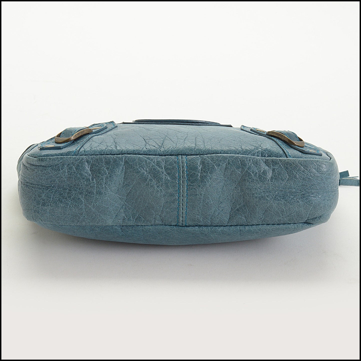 RDC14901 BALENCIAGA '05 Teal Blue Chevre Goatskin Makeup Clutch