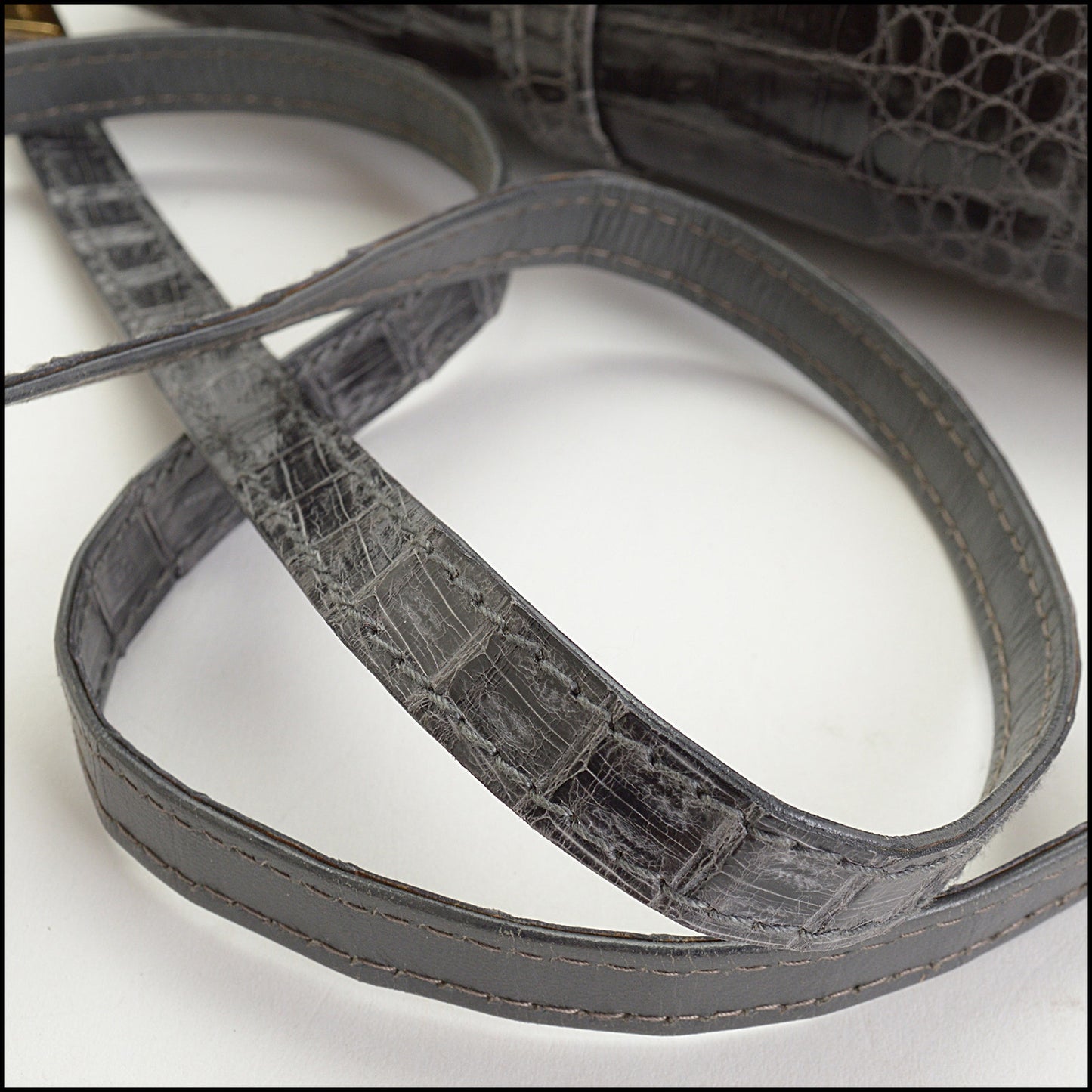 RDC14735 Ferragamo Vintage Grey Crocodile Shoulder Bag