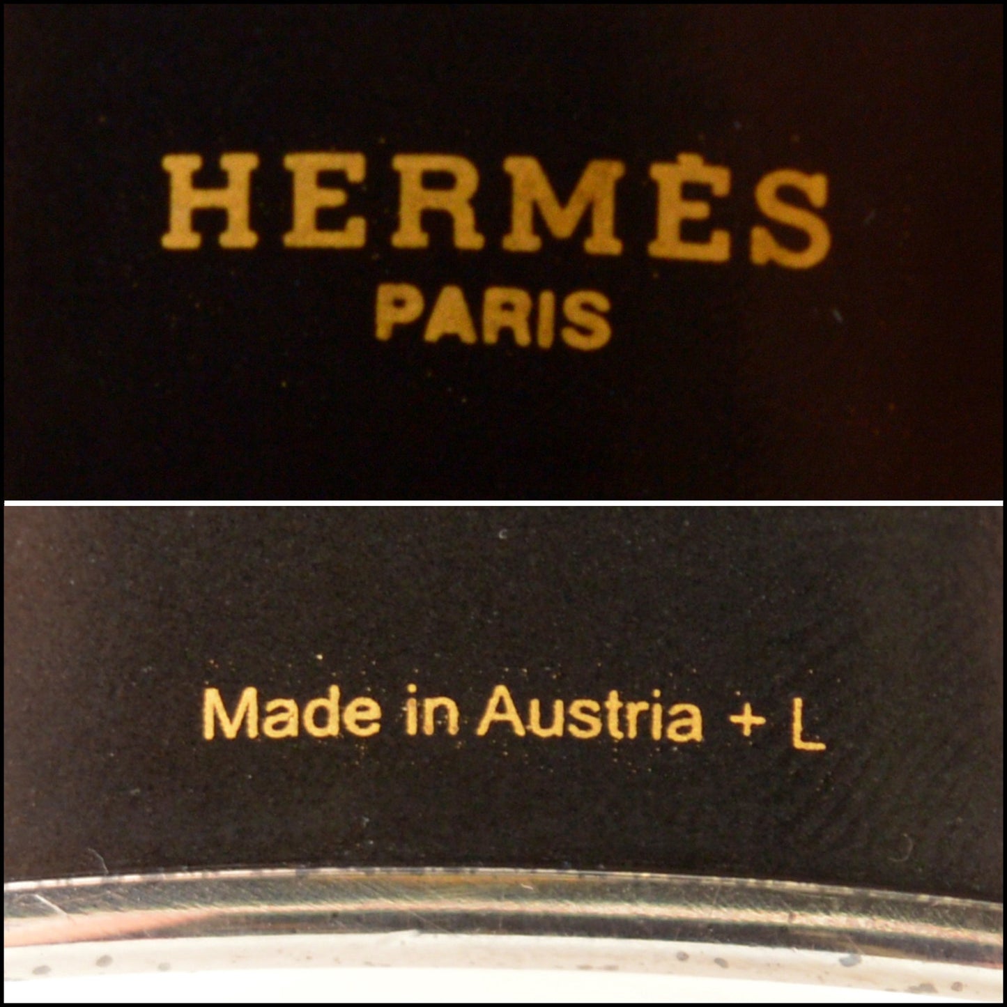 RDC15437 HERMES Black Tohu Bohu Printed Enamel Wide Bangle Size S T2