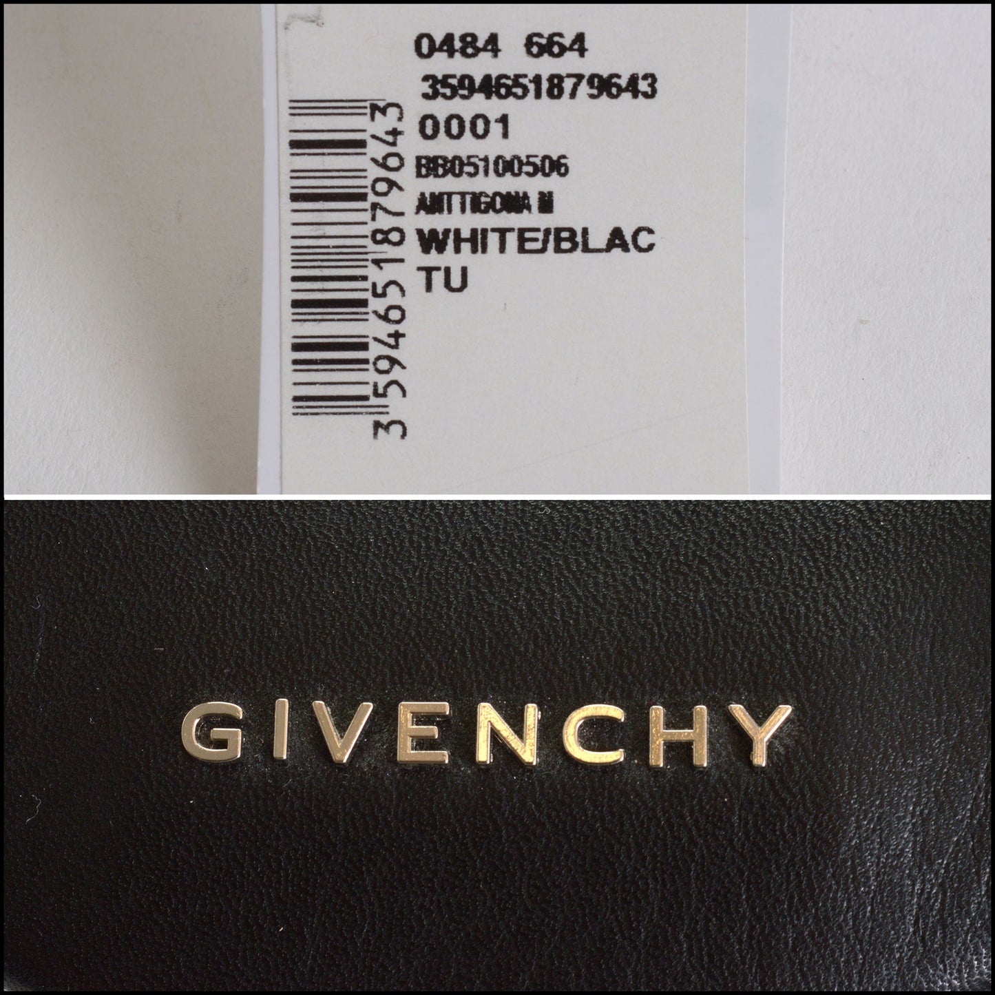 RDC14653 GIVENCHY Black & White Calfskin Studded Small Antigona Bag