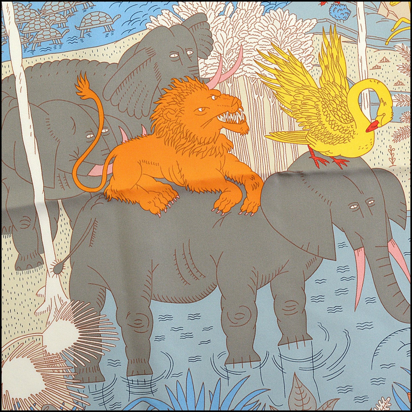 RDC14857 HERMES 90cm Carnival des Anima Silk Scarf