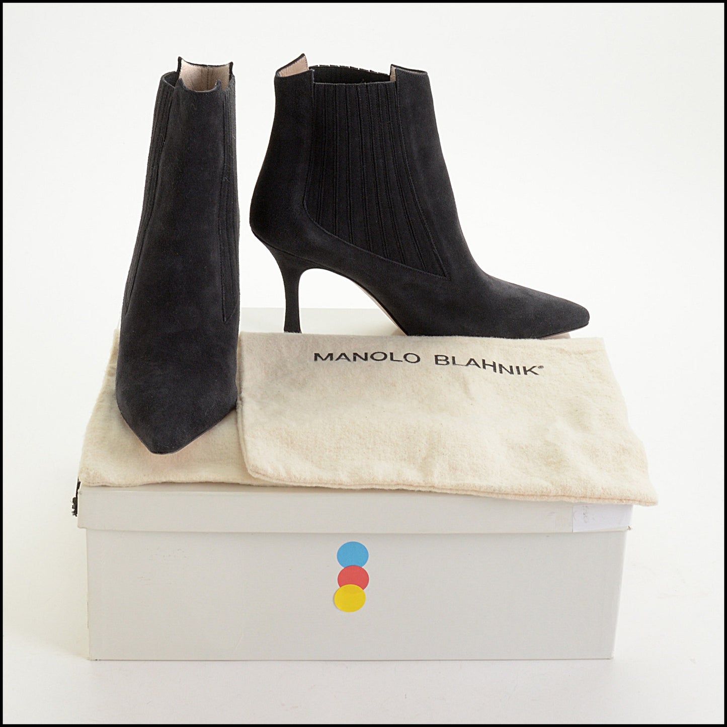 RDC14775 MANOLO BLAHNIK Black Suede Dandy Boot 37.5
