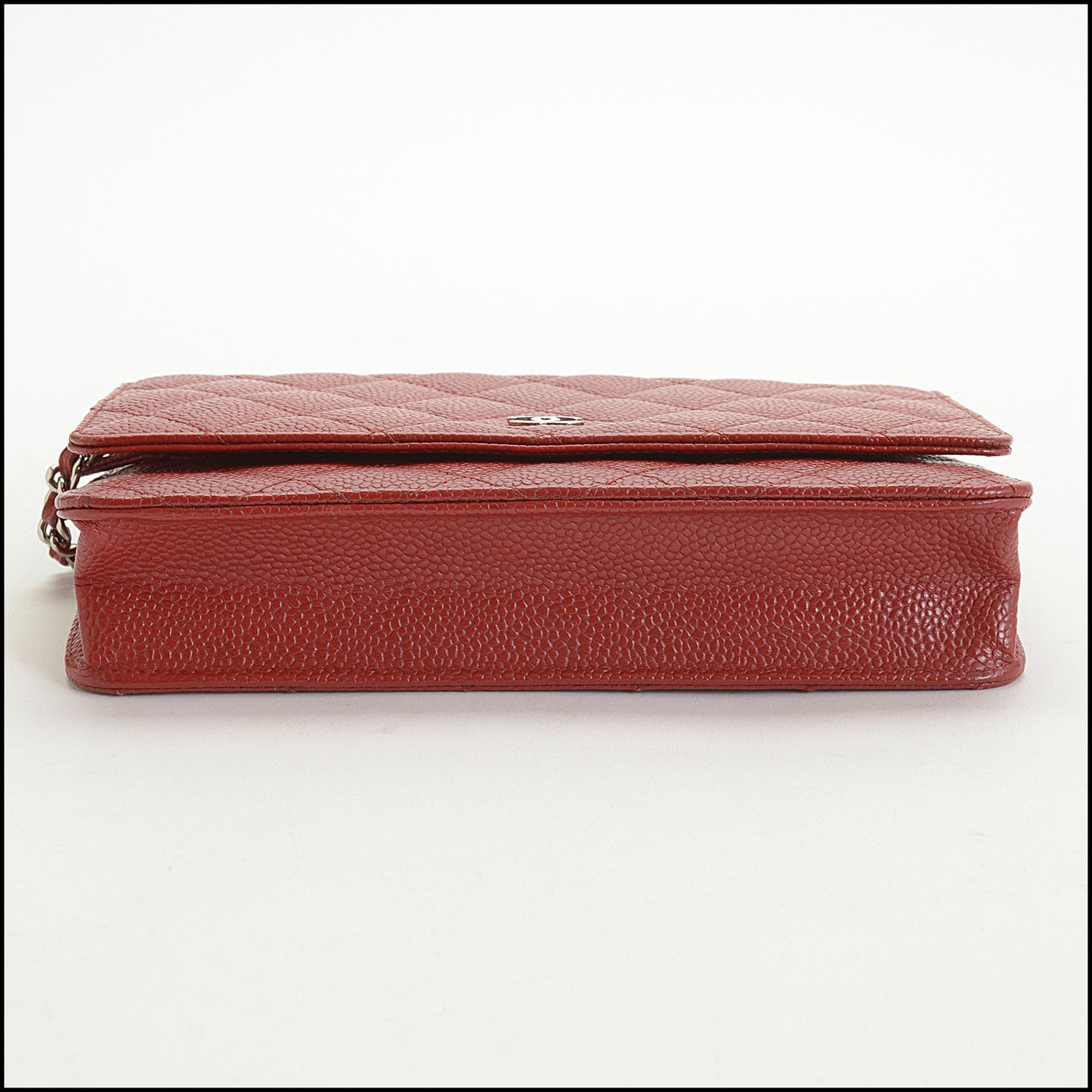 RDC14912 CHANEL '15-16 Red Caviar Leather Silver HW Classic Wallet on Chain