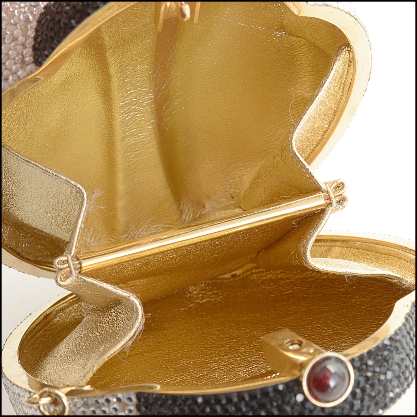 .RDC14737 Judith Leiber Silver & Black Swarovski Crystal Minaudiere Ladybug Bag