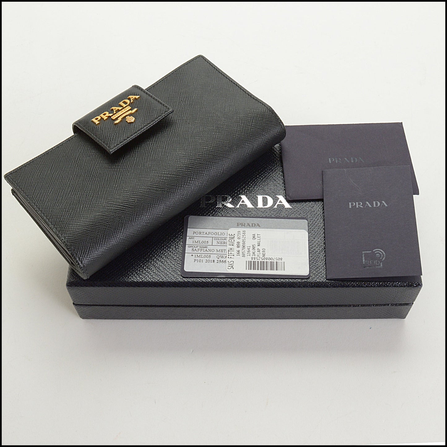 RDC14685 PRADA Black Saffiano Leather Notebook Wallet