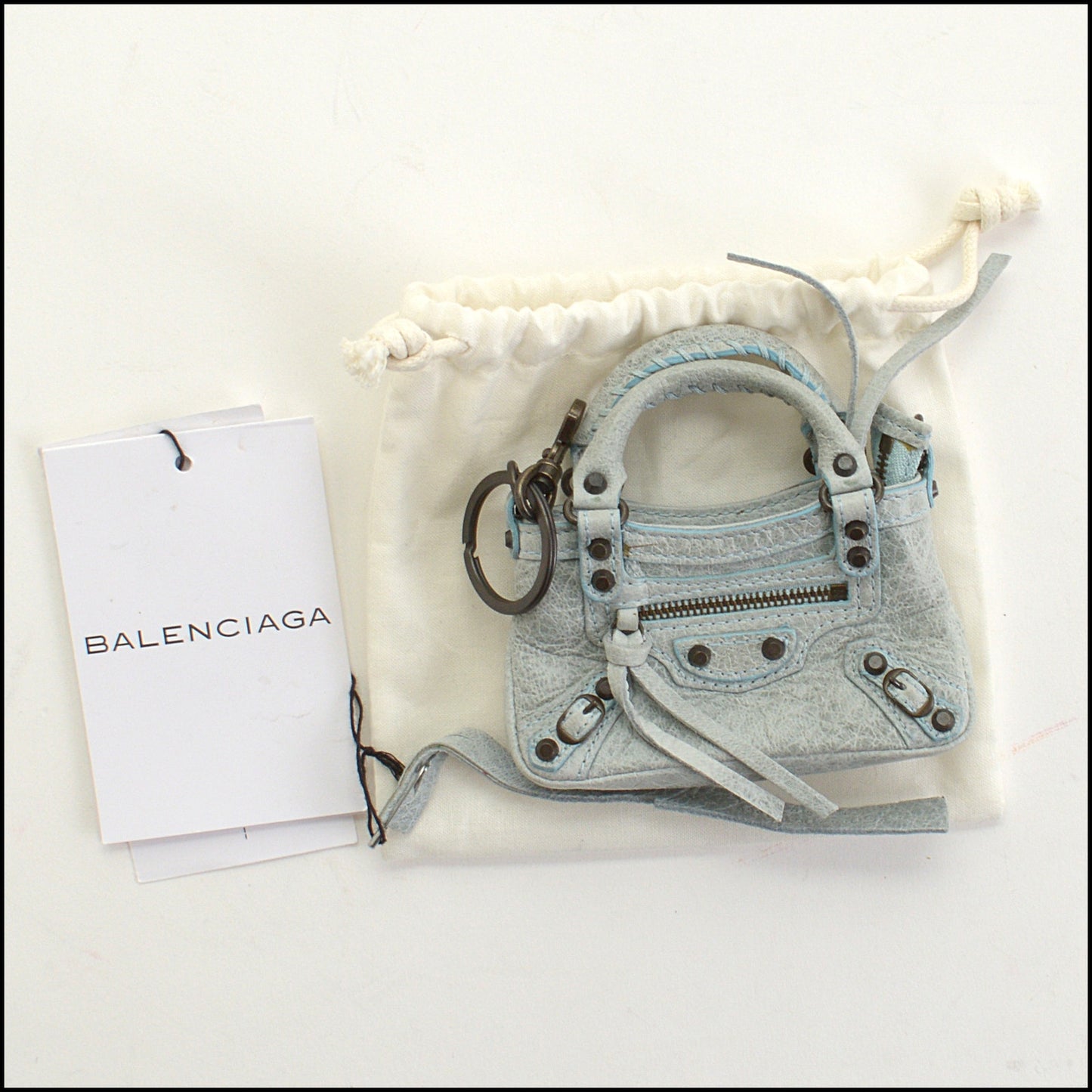 RDC14510 BALENCIAGA Light Blue City Keychain Charm