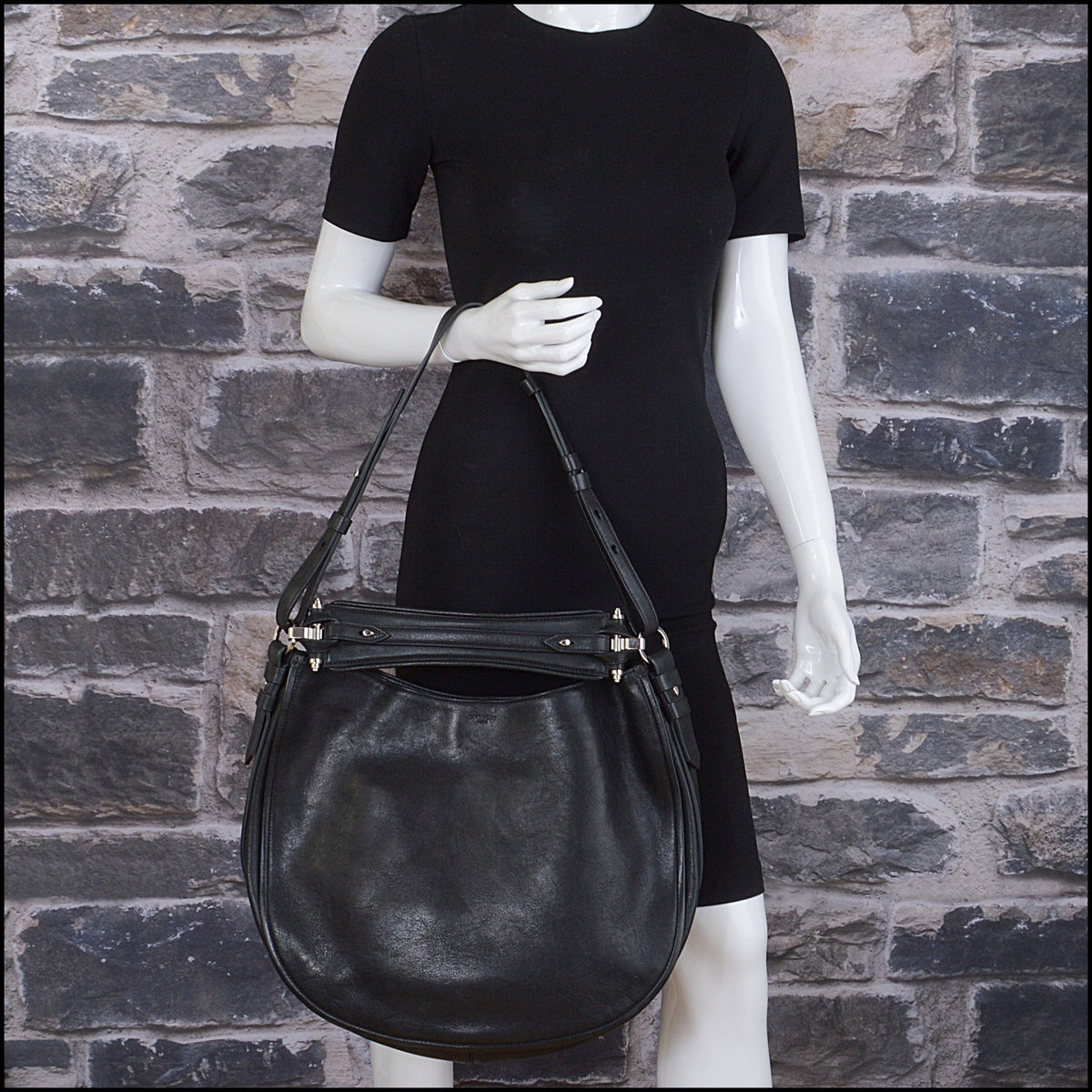 RDC15650 GIVENCHY Black Leather Obsedia Hobo Bag
