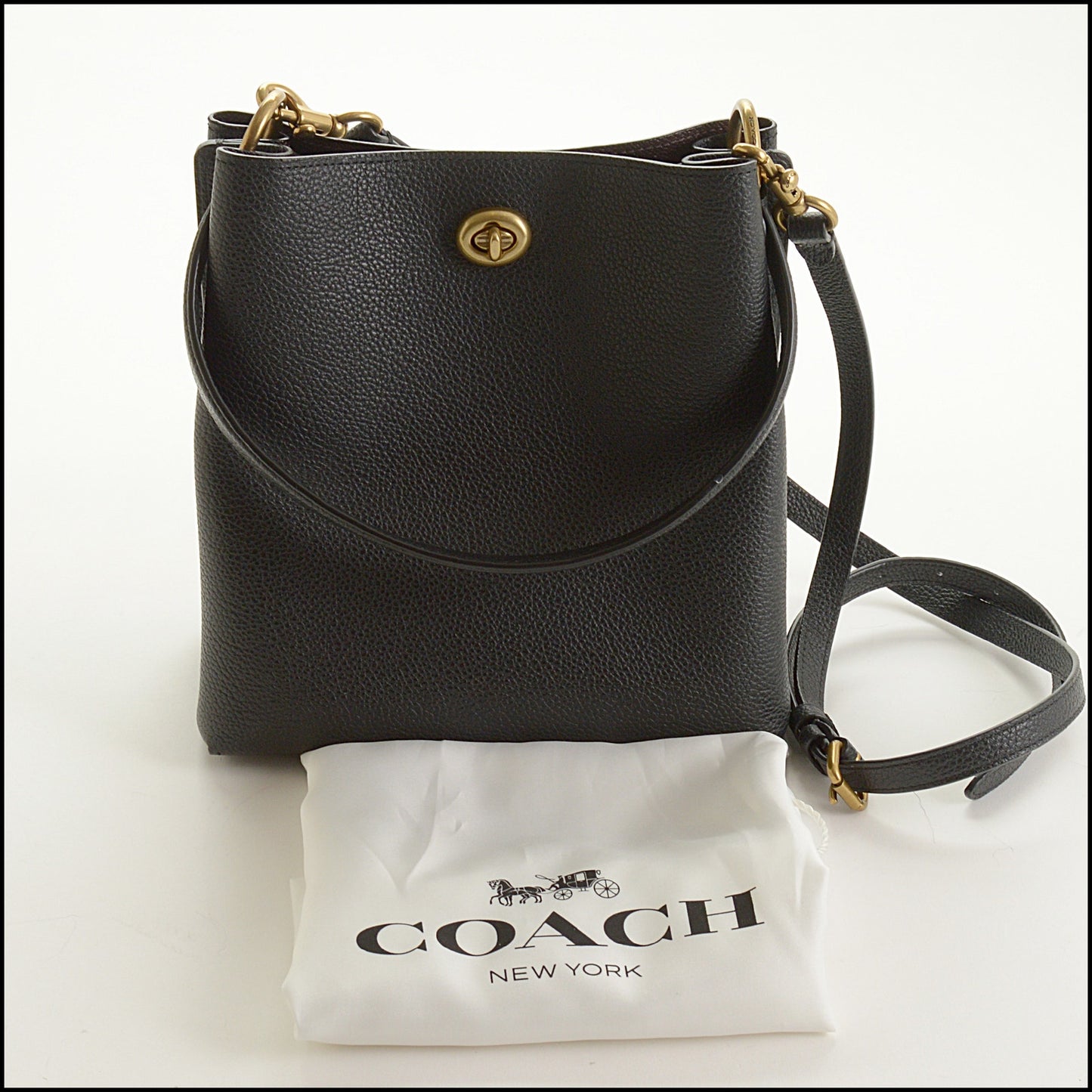 RDC15488 COACH Black Pebbled Leather Charlie Bucket Bag 89102