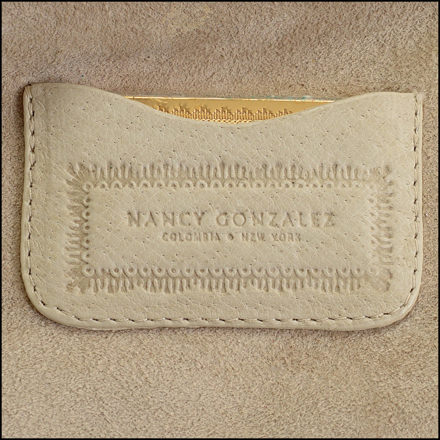 RDC14496 Nancy Gonzalez Gray & Cream Python Bag w/ Croc Handles