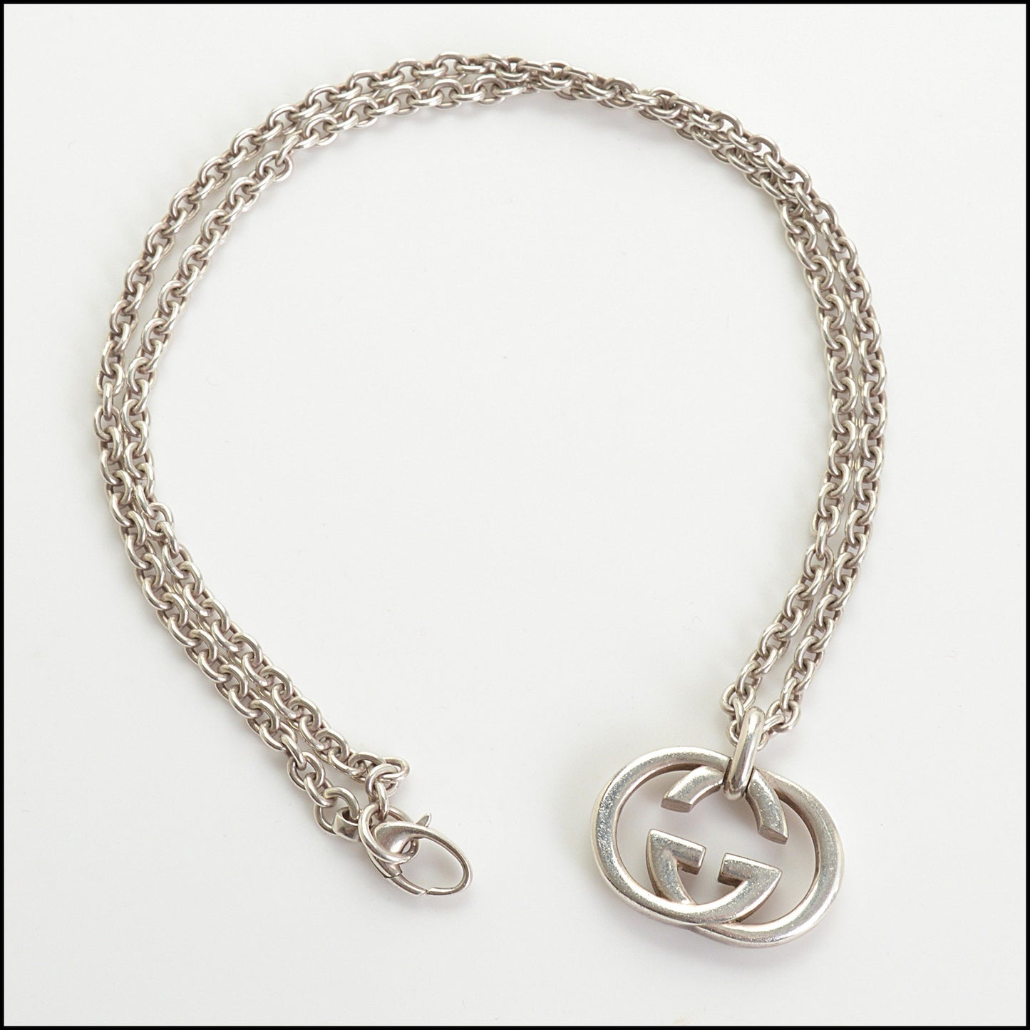 RDC14640 GUCCI Sterling Interlocking GG Pendant Necklace