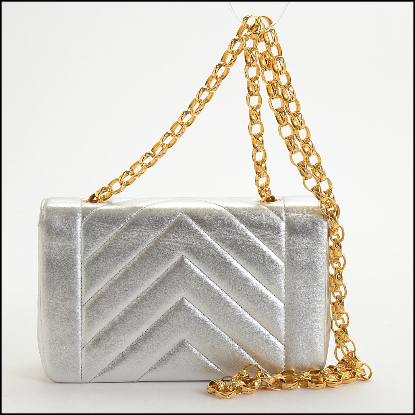 RDC14840 CHANEL Silver CC Flap Mini Lambskin '91-94