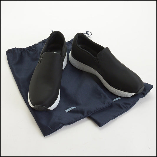 RDC14831 PRADA Black Re-Nylon Slip-on Sneakers size 37