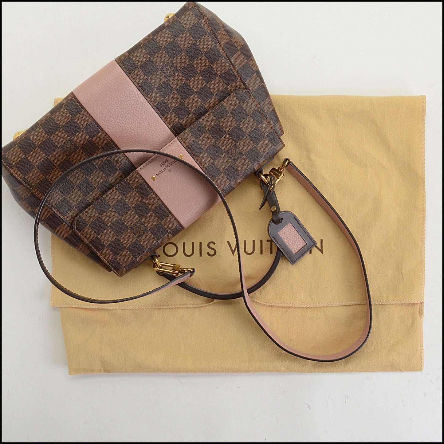 RDC14848 LOUIS VUITTON Damier Ebene & Magnolia Pink Leather Handbag