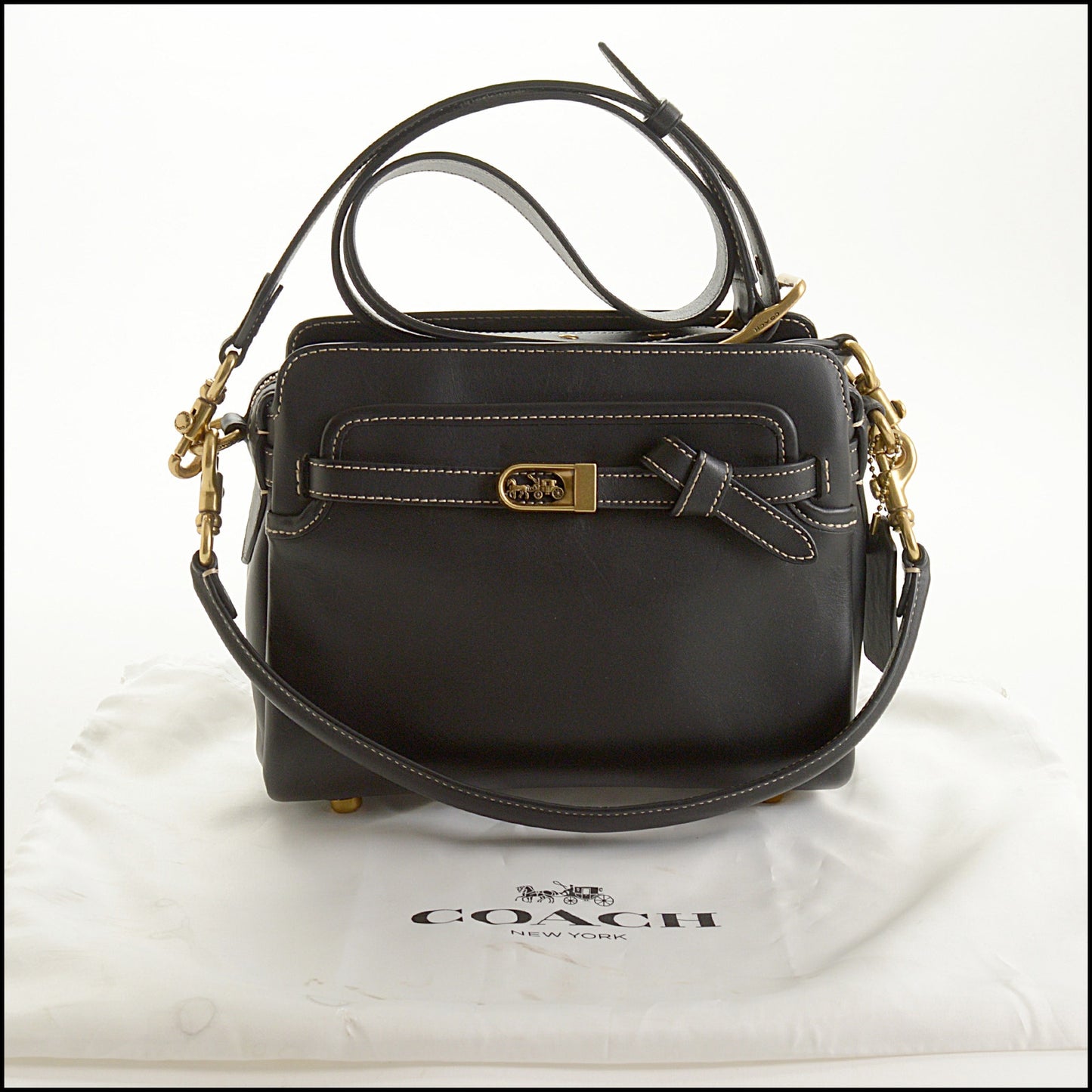 RDC15471 COACH Black Smooth Leather Tate 23 Carryall