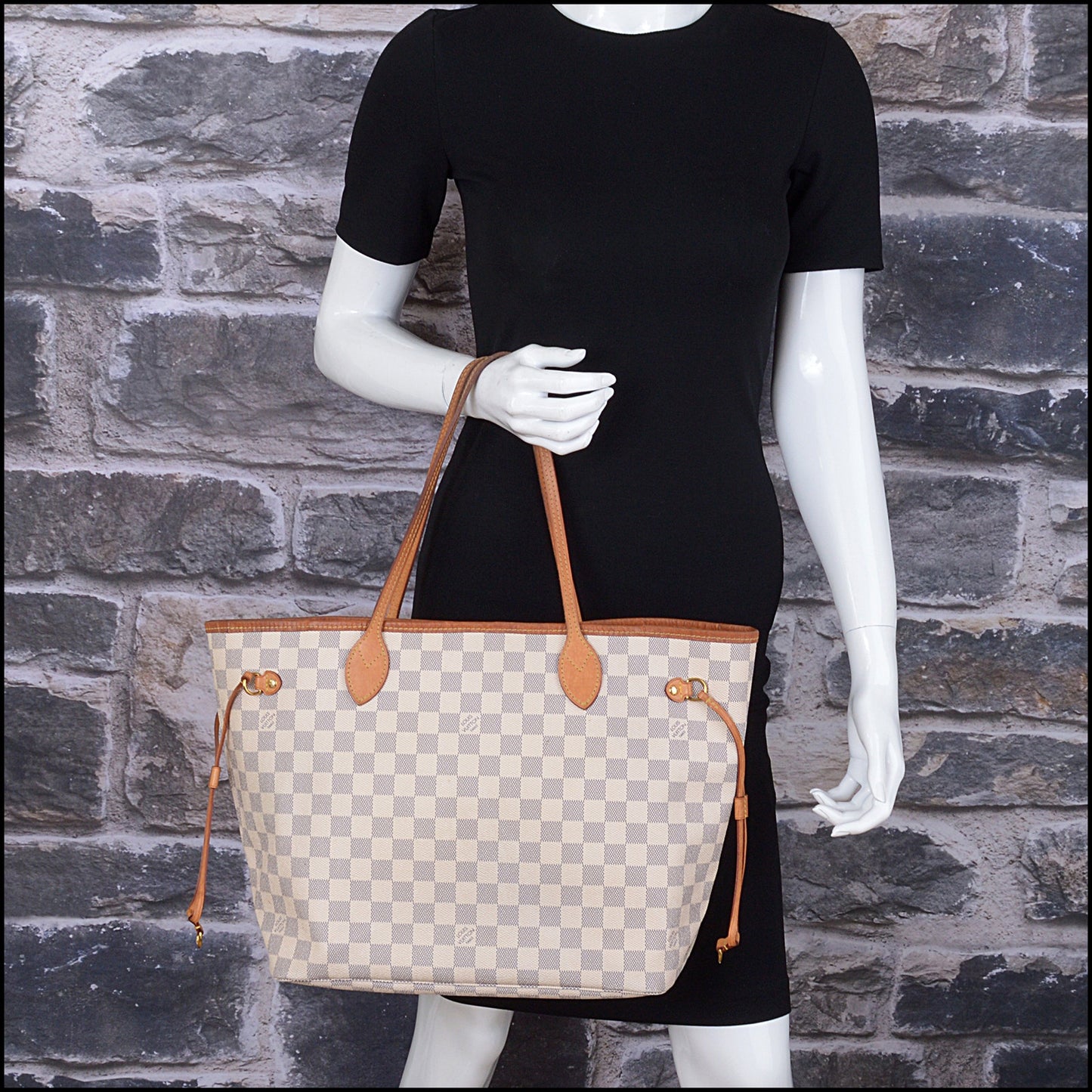 RDC14675 LOUIS VUITTON 2015 Damier Azur Neverfull MM Tote Bag