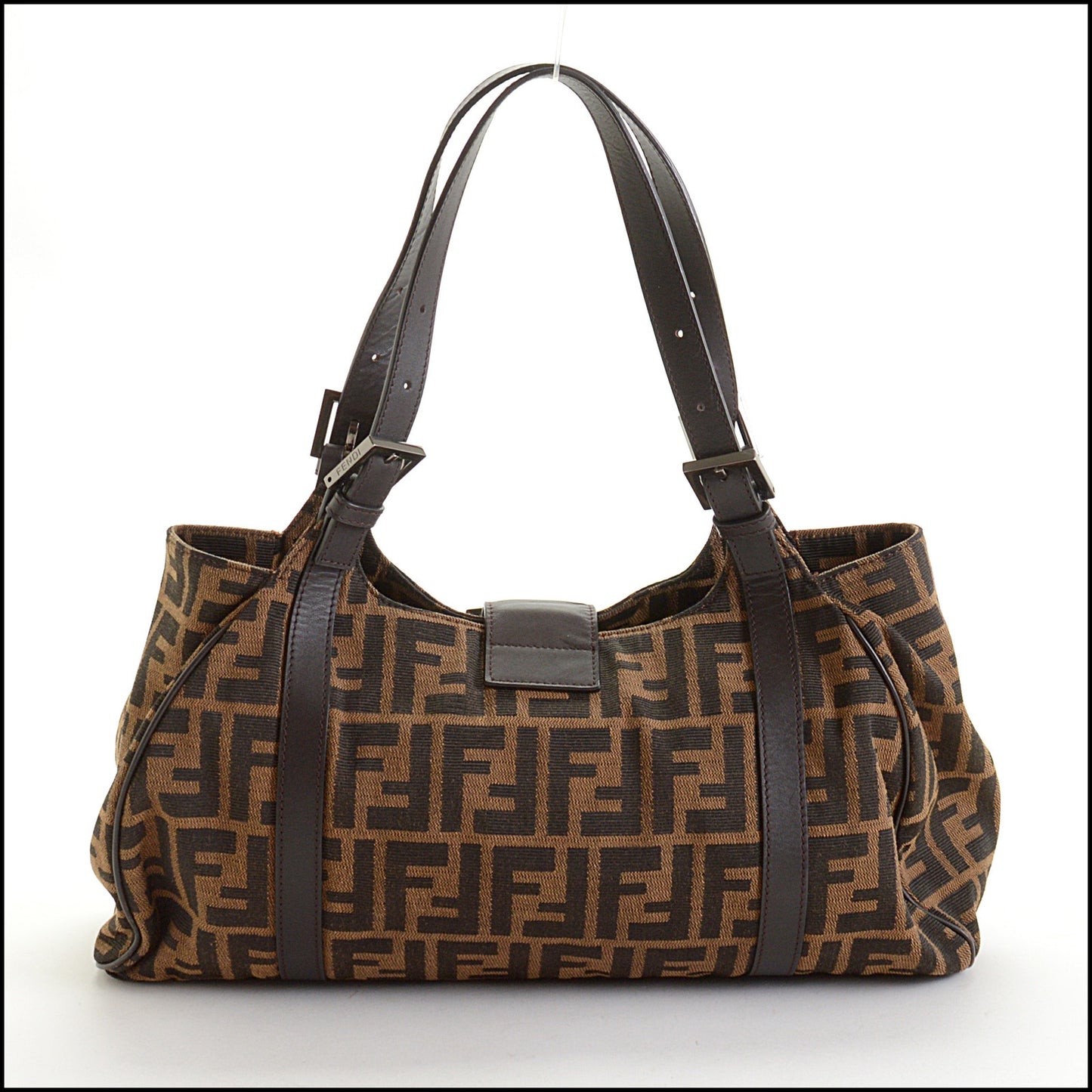 RDC14816 FENDI Brown Zucca Canvas Borsa Sporty Hobo Shoulder Bag