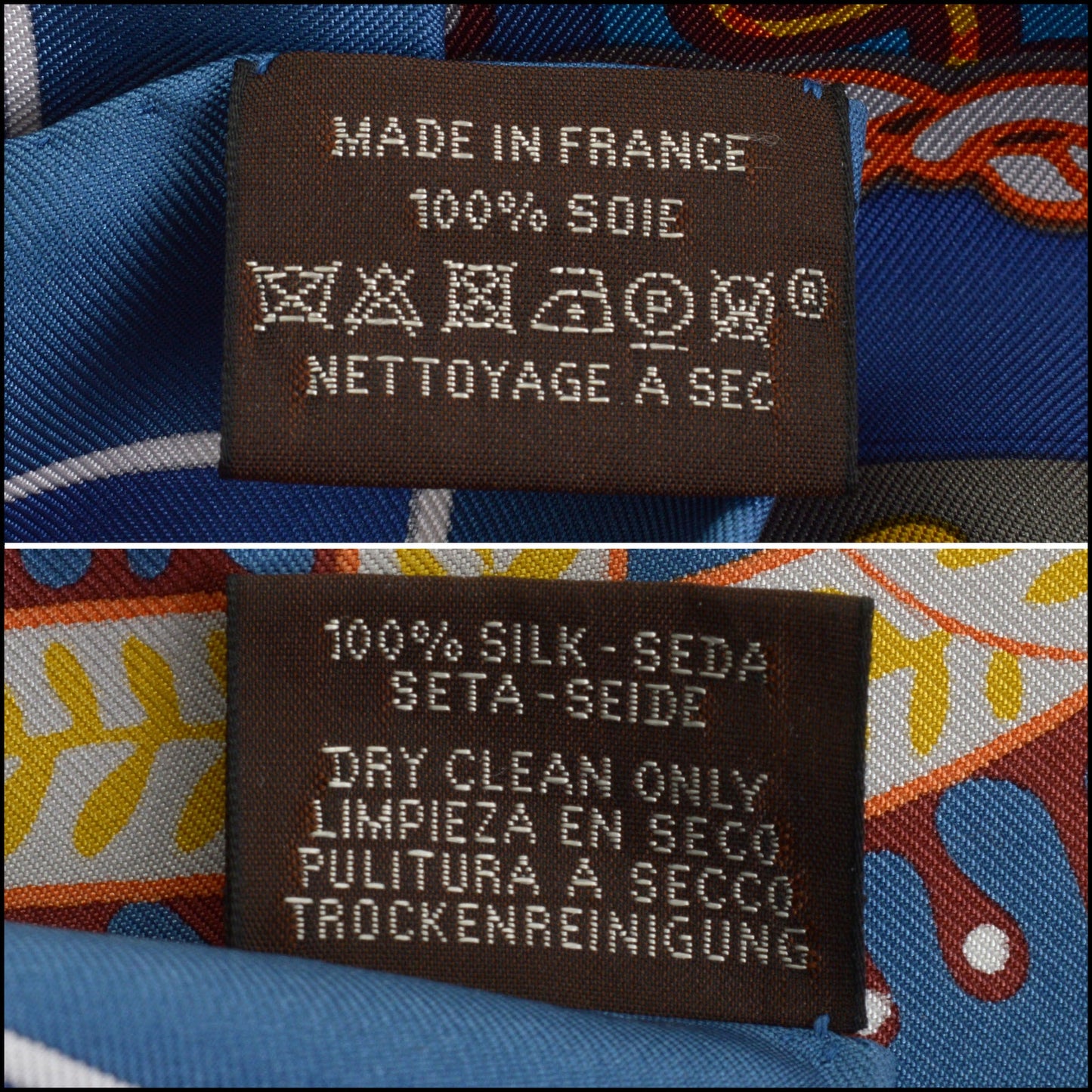 RDC14896 HERMES Bleu Moyen/Multi "Duo Cosmique" 90 Silk Scarf