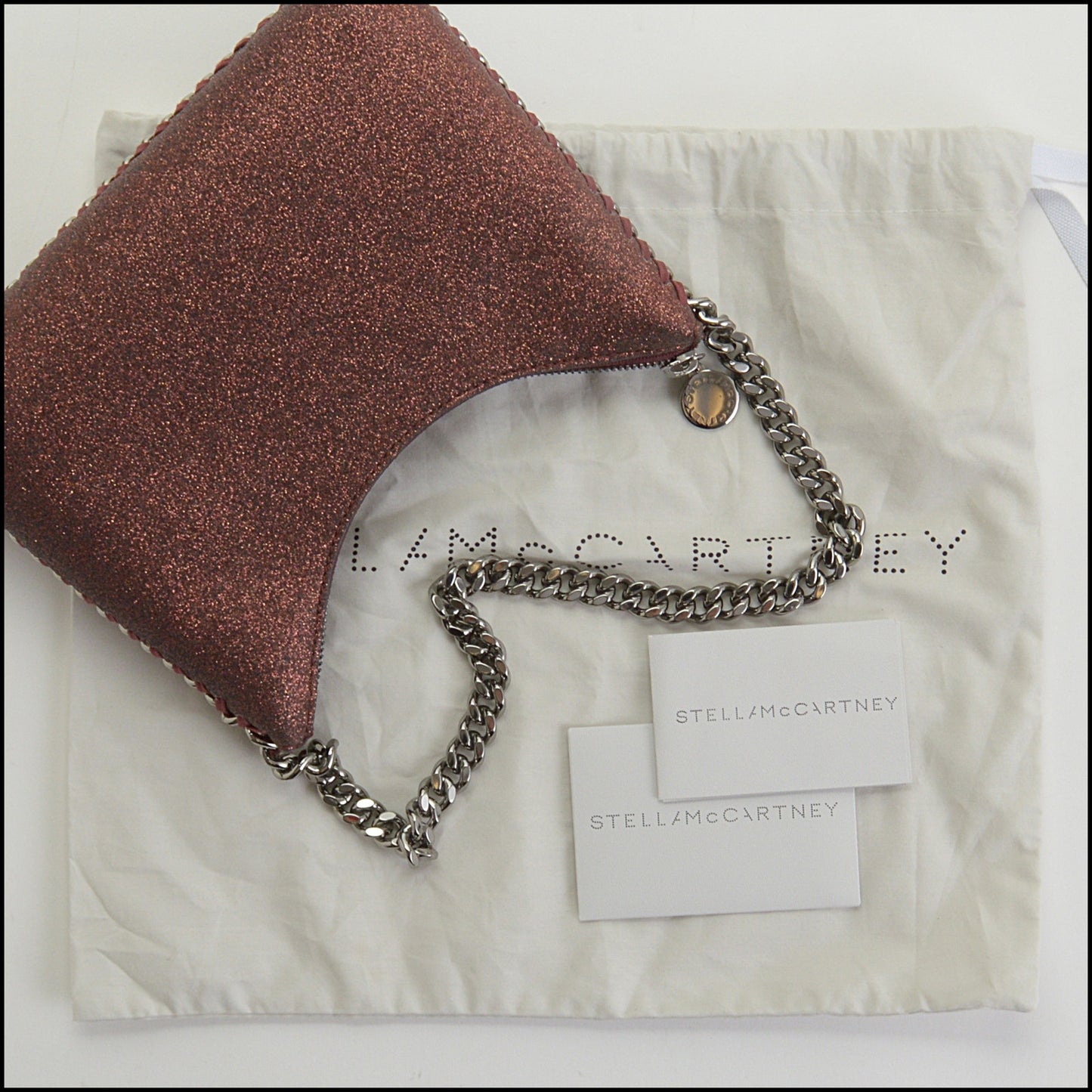 RDC14461 Stella McCartney Copper Sparkle Falabella Mini Zip Shoulder Bag