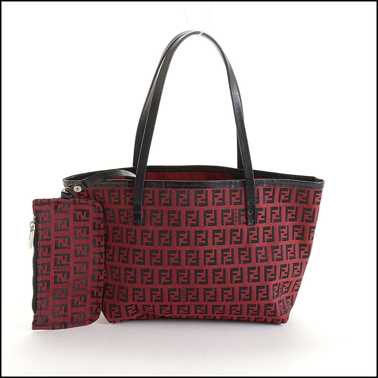 RDC14852 FENDI Red & Black Zucchino Canvas Mini Tote