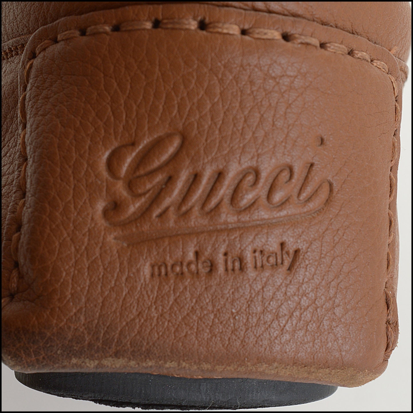 RDC14639 GUCCI Men's Brown Soft Calfskin Web Driving Loafers Size 8.5
