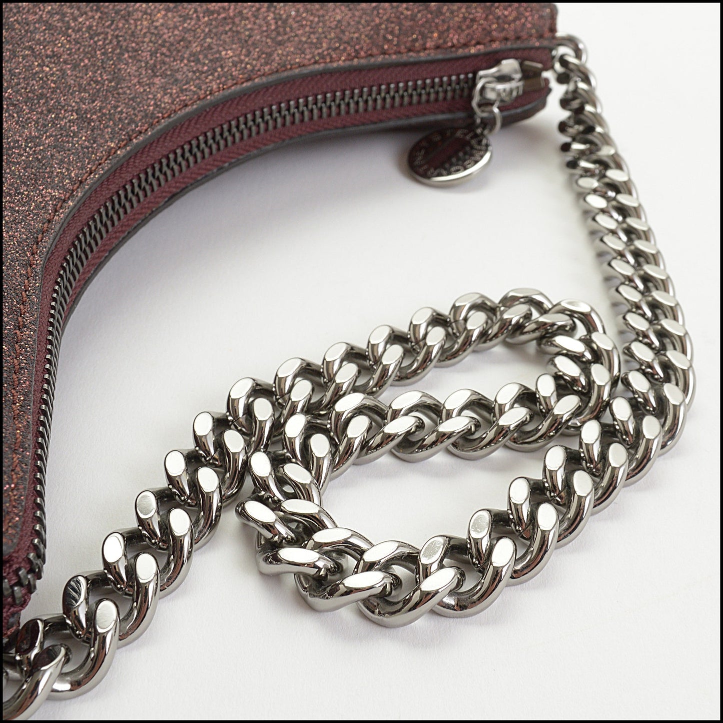 RDC14461 Stella McCartney Copper Sparkle Falabella Mini Zip Shoulder Bag